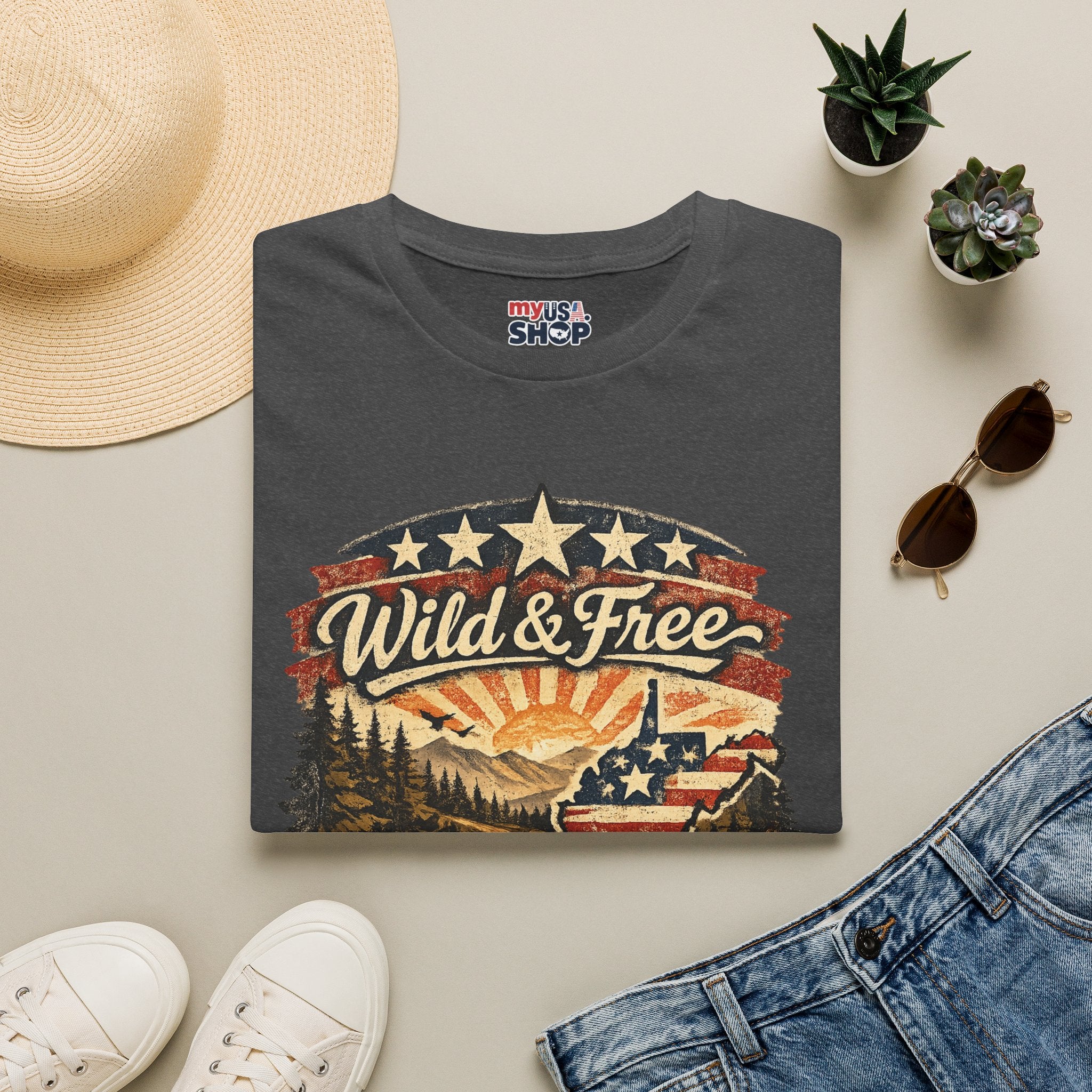 Wild & Free West Virginia T-Shirt — America 250 Mountain Sunset Tee
