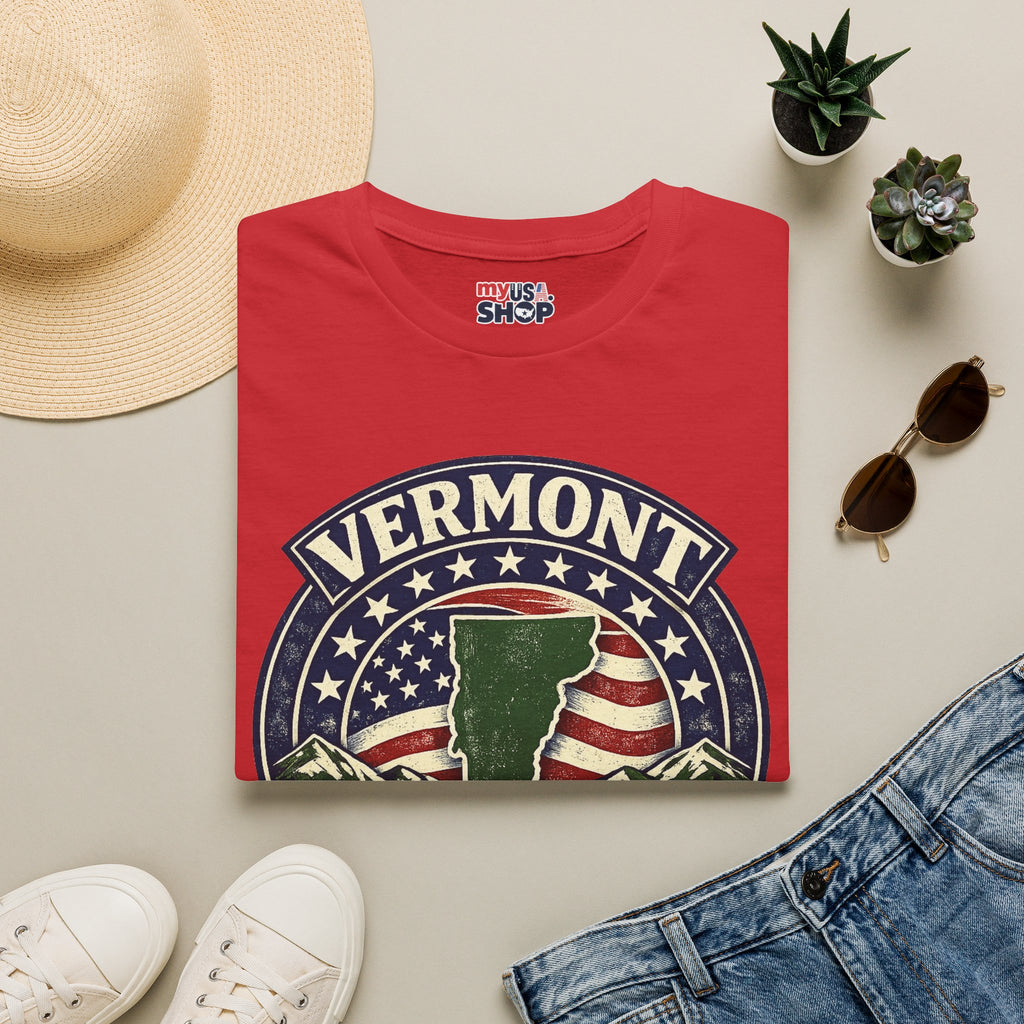 America 250 – Vermont Est. 1776 Map Vintage Tee Design