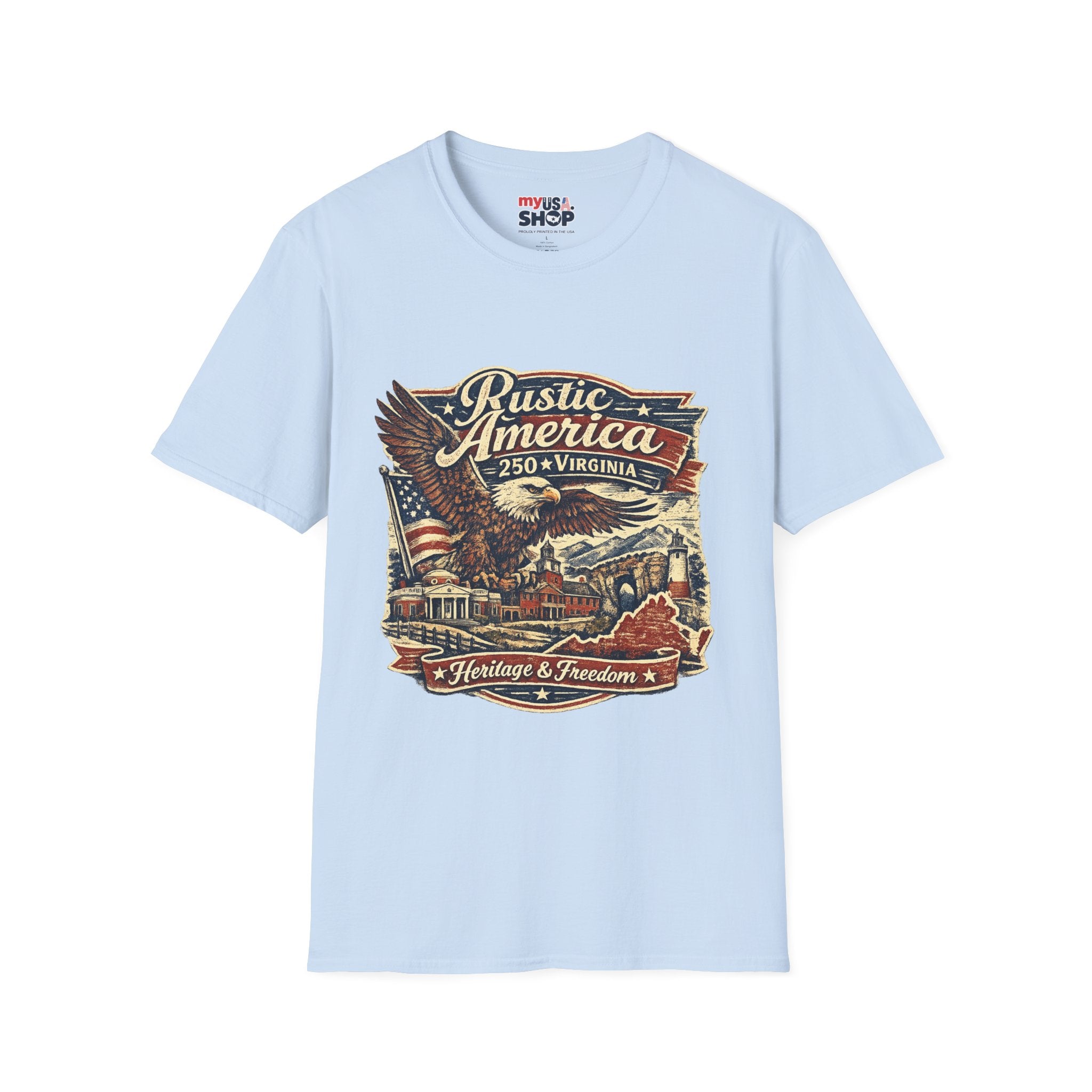 America 250 Virginia Eagle T‑Shirt — Heritage & Freedom Vintage Design
