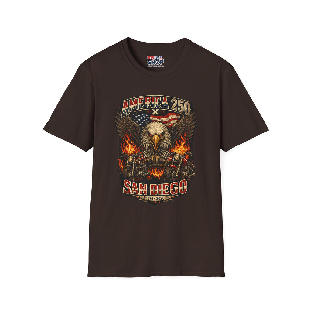 America 250 San Diego California Biker Tee