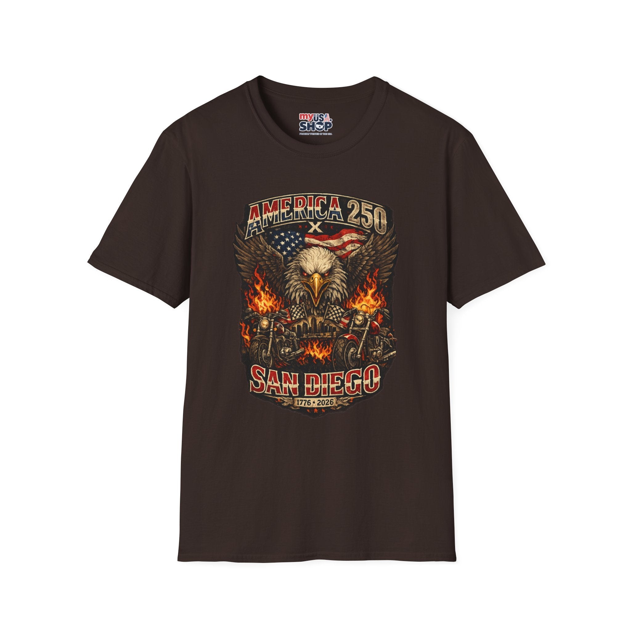 America 250 San Diego California Biker Tee