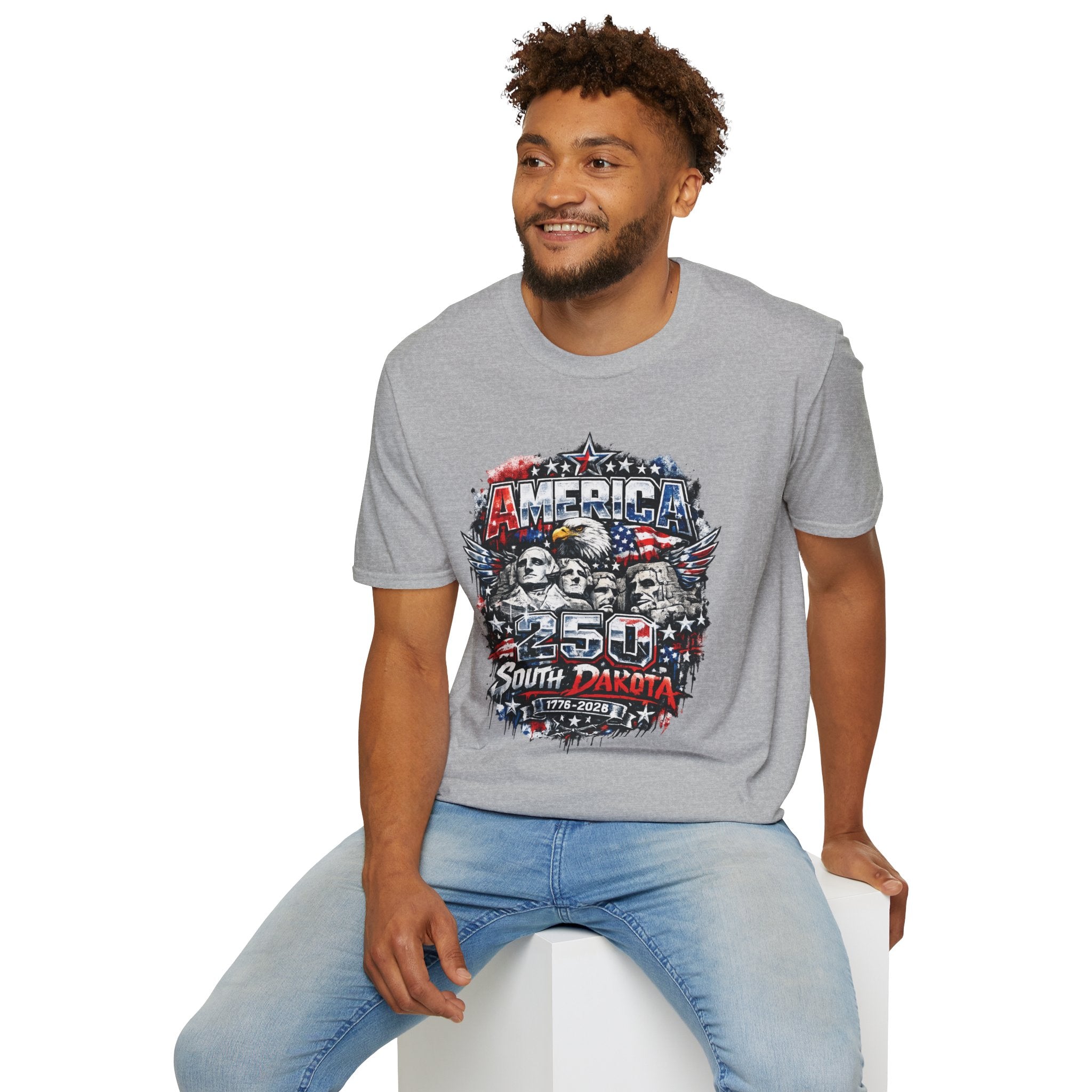 America 250 South Dakota Shirt — Patriotic Eagle & Mount Rushmore Graphic Tee