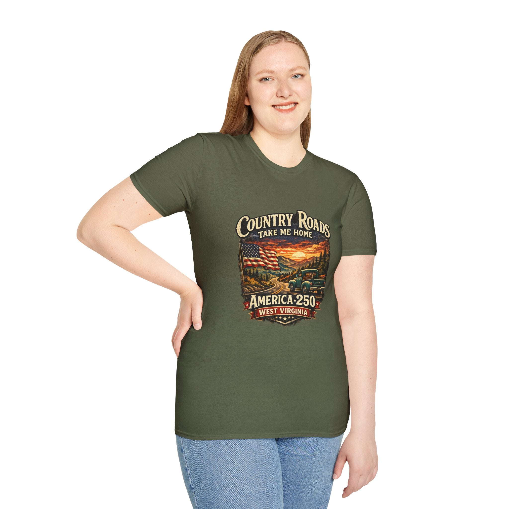 America 250 T-Shirt — "Take Me Home" West Virginia Scenic Graphic Tee