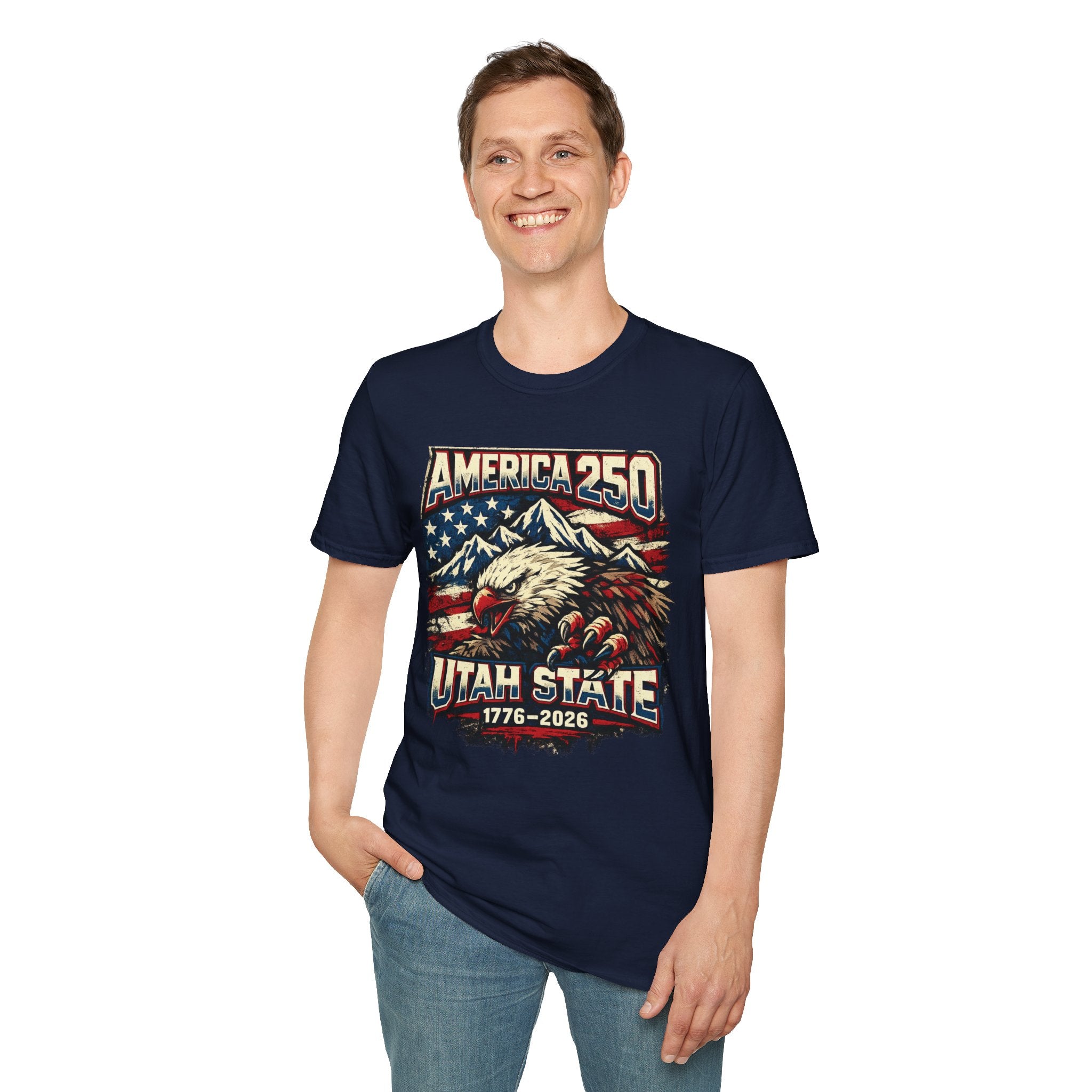 America 250 Utah State T-Shirt — Patriotic Eagle Mountain Graphic Tee