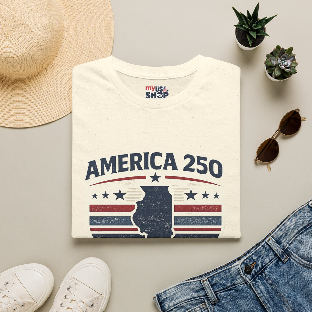 America 250 Illinois T-Shirt — 1776–2026 Bicentennial USA State Pride Tee