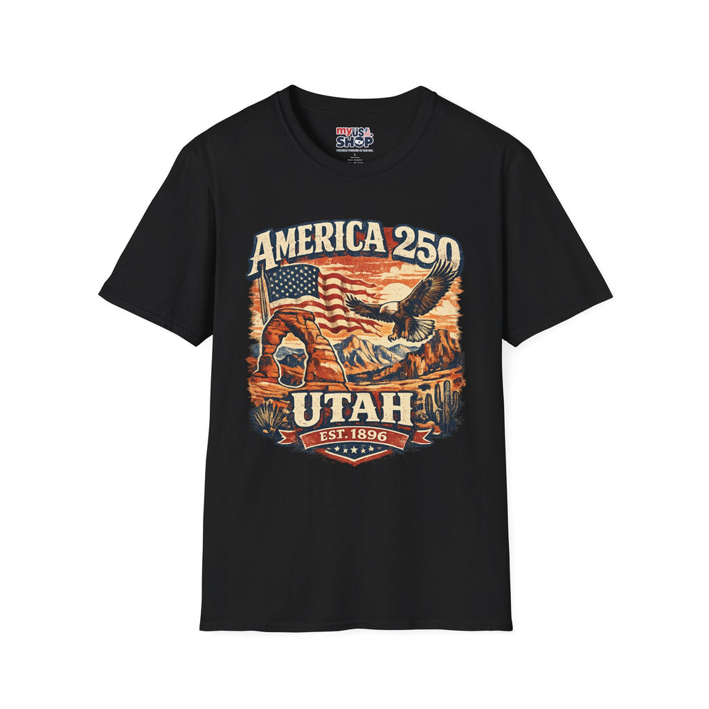 America 250 Utah T‑Shirt — Vintage Patriotic Eagle & Flag Tee