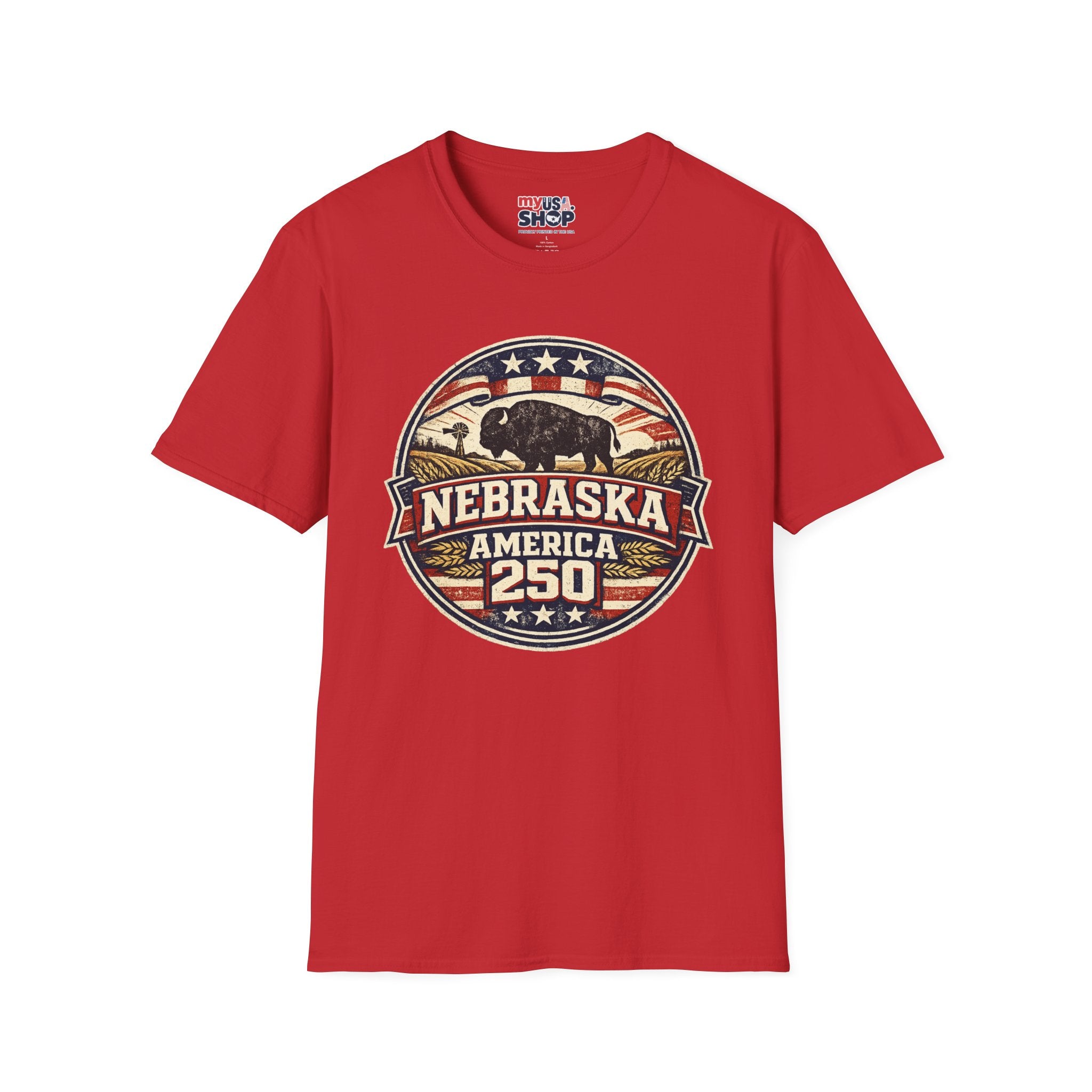 Nebraska Buffalo Retro T-Shirt — America 250 Vintage State Pride Tee