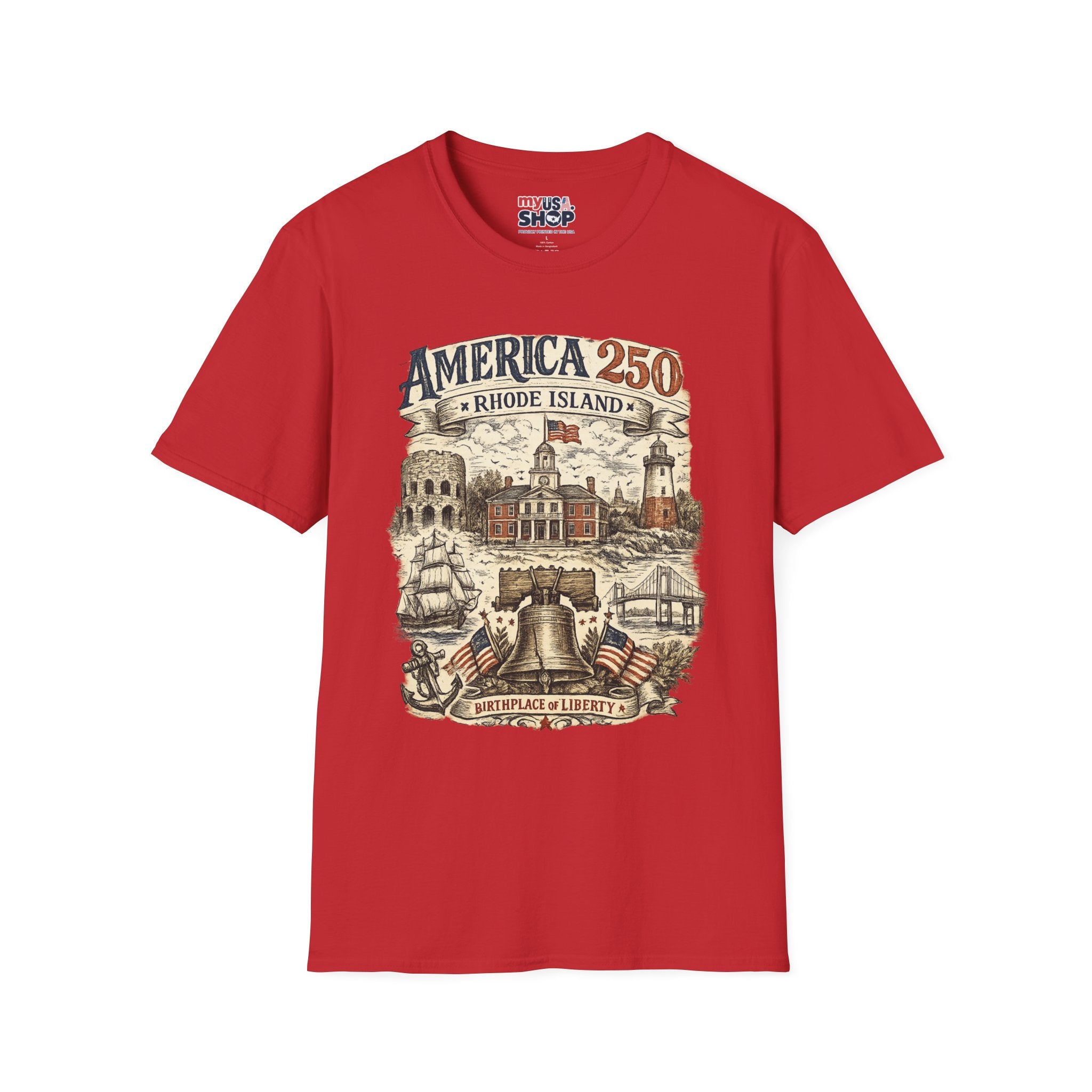 America 250 Rhode Island Shirt — Birthplace of Liberty Heritage Tee