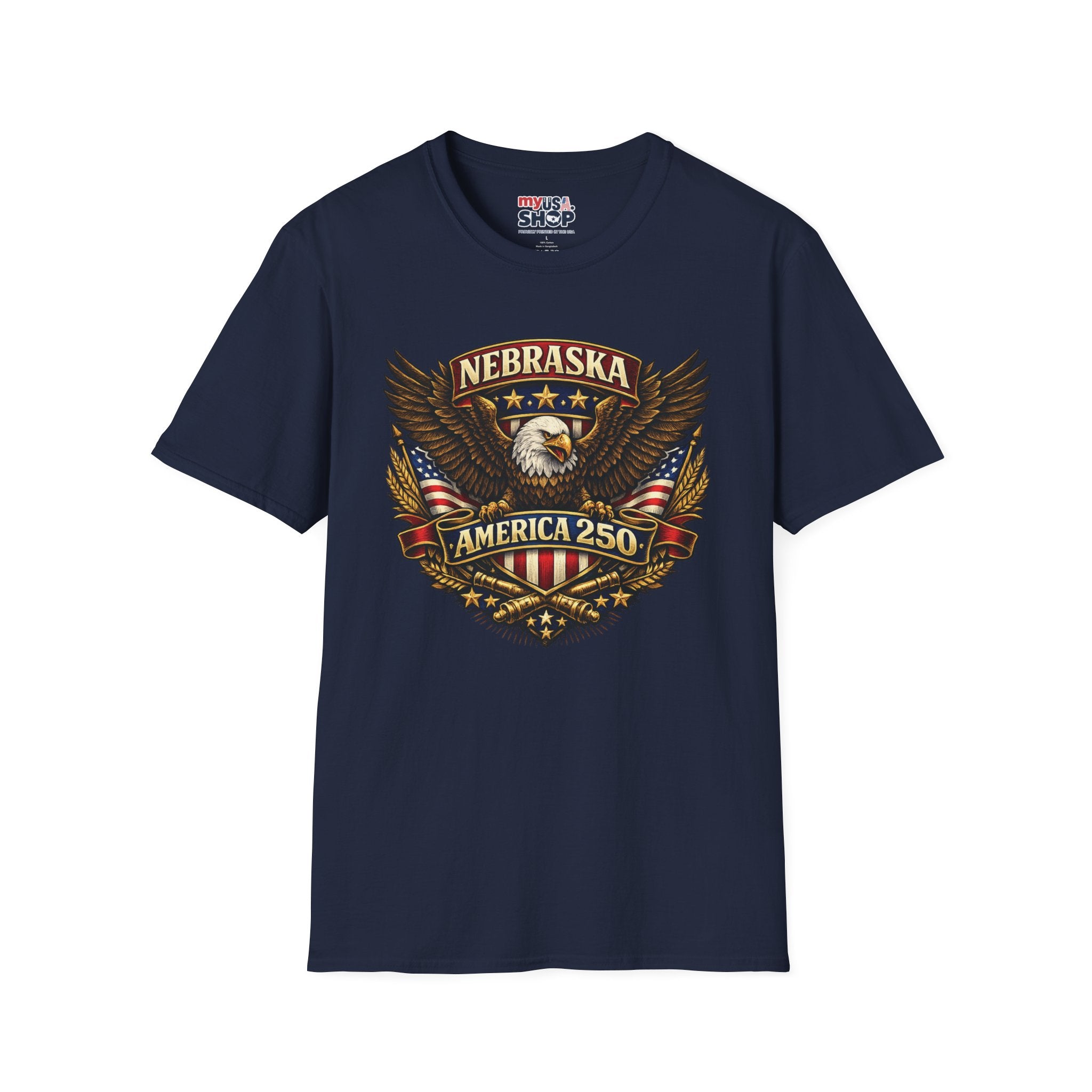 America 250 Nebraska Eagle T-Shirt — Patriotic USA State Tee