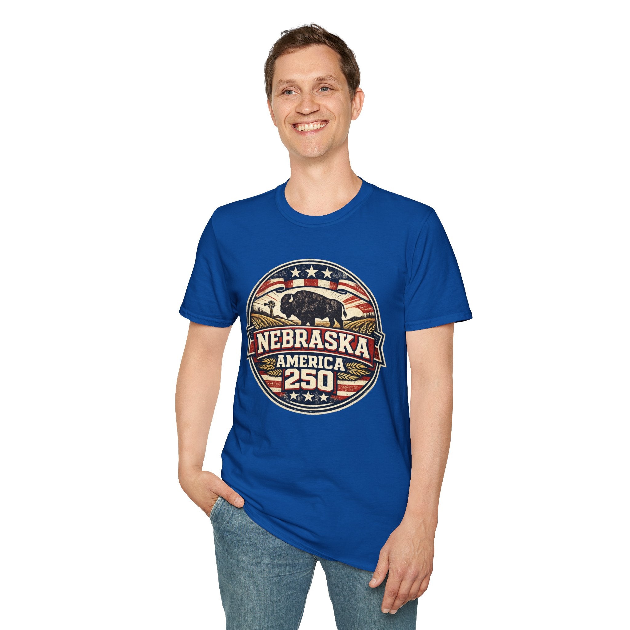 Nebraska Buffalo Retro T-Shirt — America 250 Vintage State Pride Tee