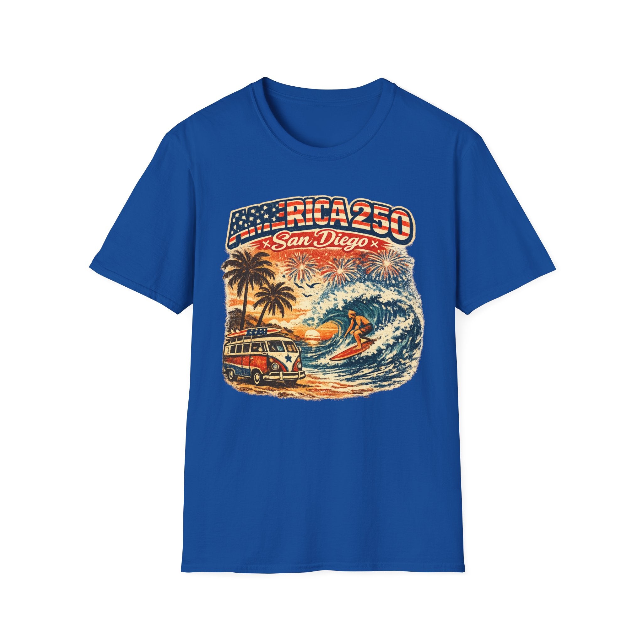 America 250 San Diego California Vintage Surf Tee
