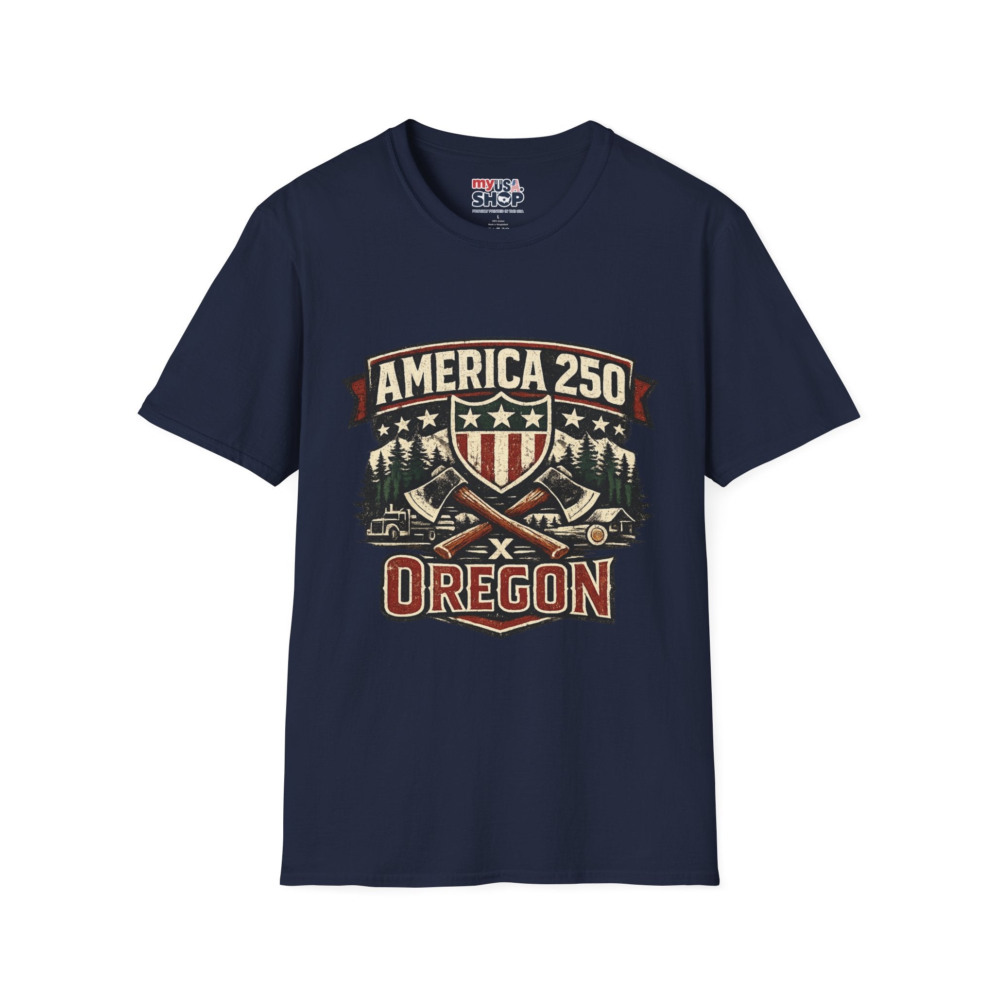America 250 Shirt —Oregon  Rustic Timber Heritage Graphic Tee