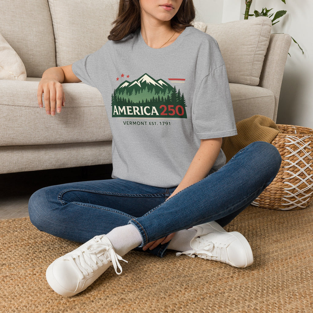 America 250 – Vermont Est. 1791 Mountain Star Vintage Tee Design
