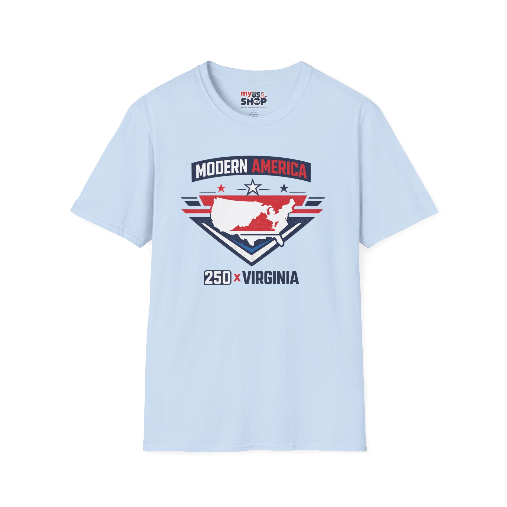 America 250 Modern America Virginia T-Shirt — Retro State Map Patriotic Tee