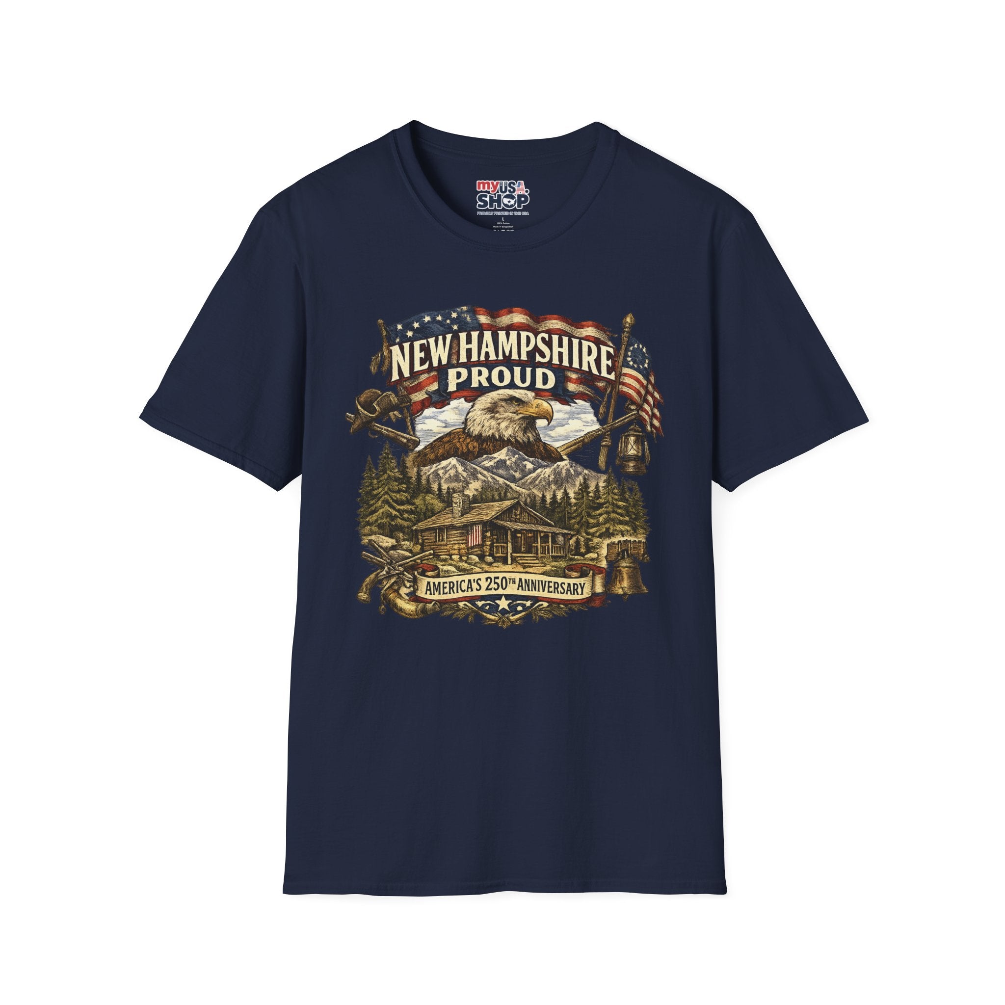 America 250 New Hampshire Proud T-Shirt — Patriotic Eagle State Tee