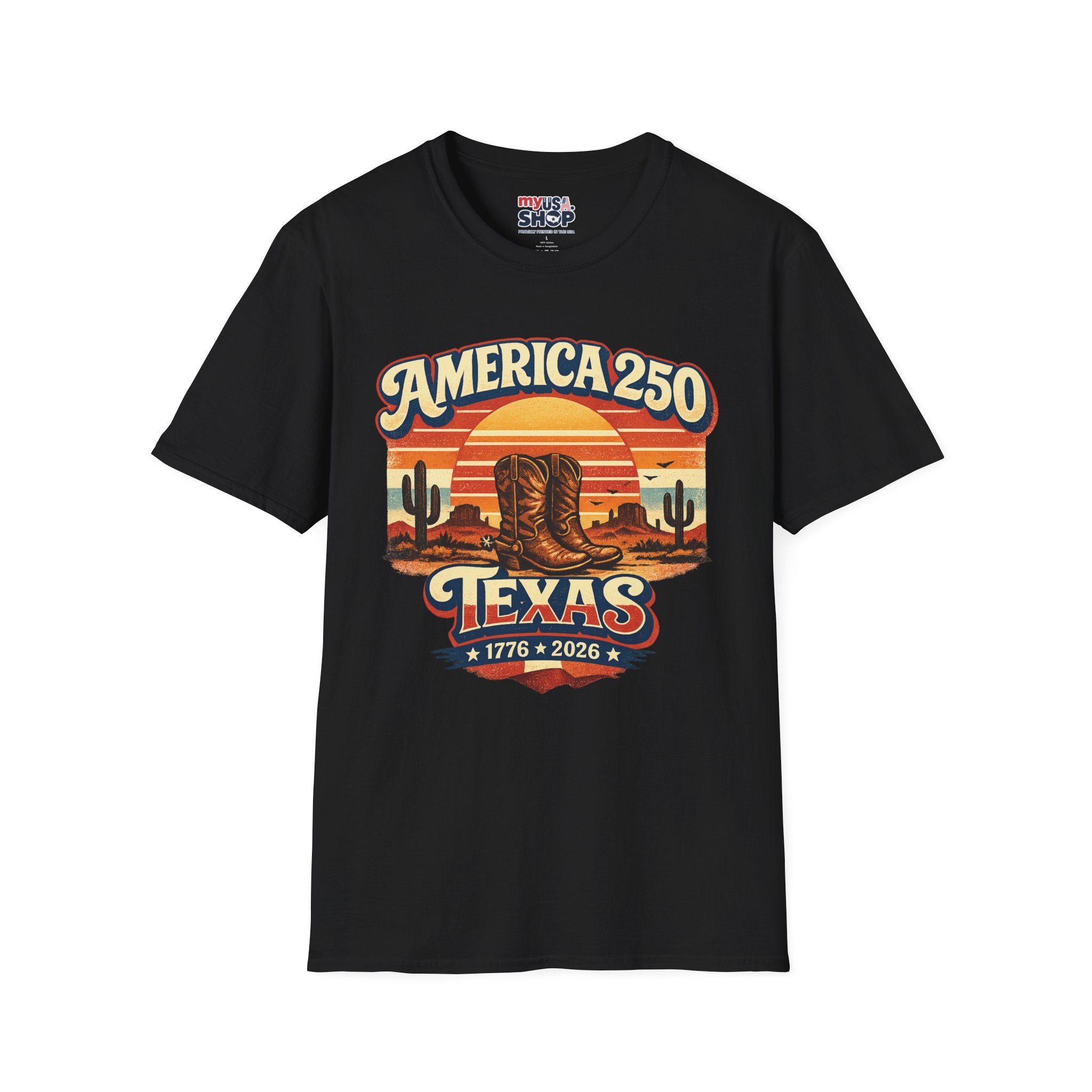 America 250 Texas T-Shirt — Retro Desert Cowboy Graphic Tee