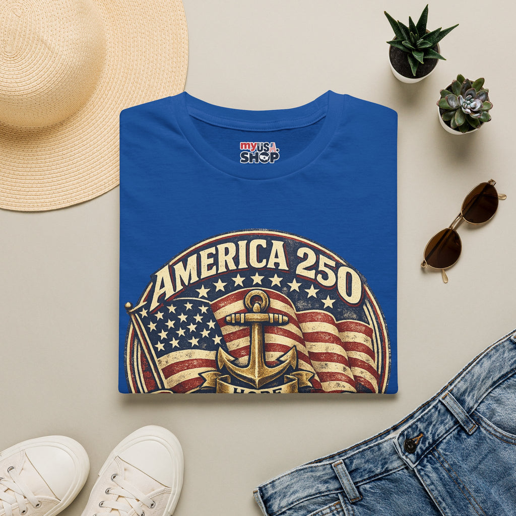 America 250 Rhode Island Shirt — Hope Anchor Patriotic Graphic Tee