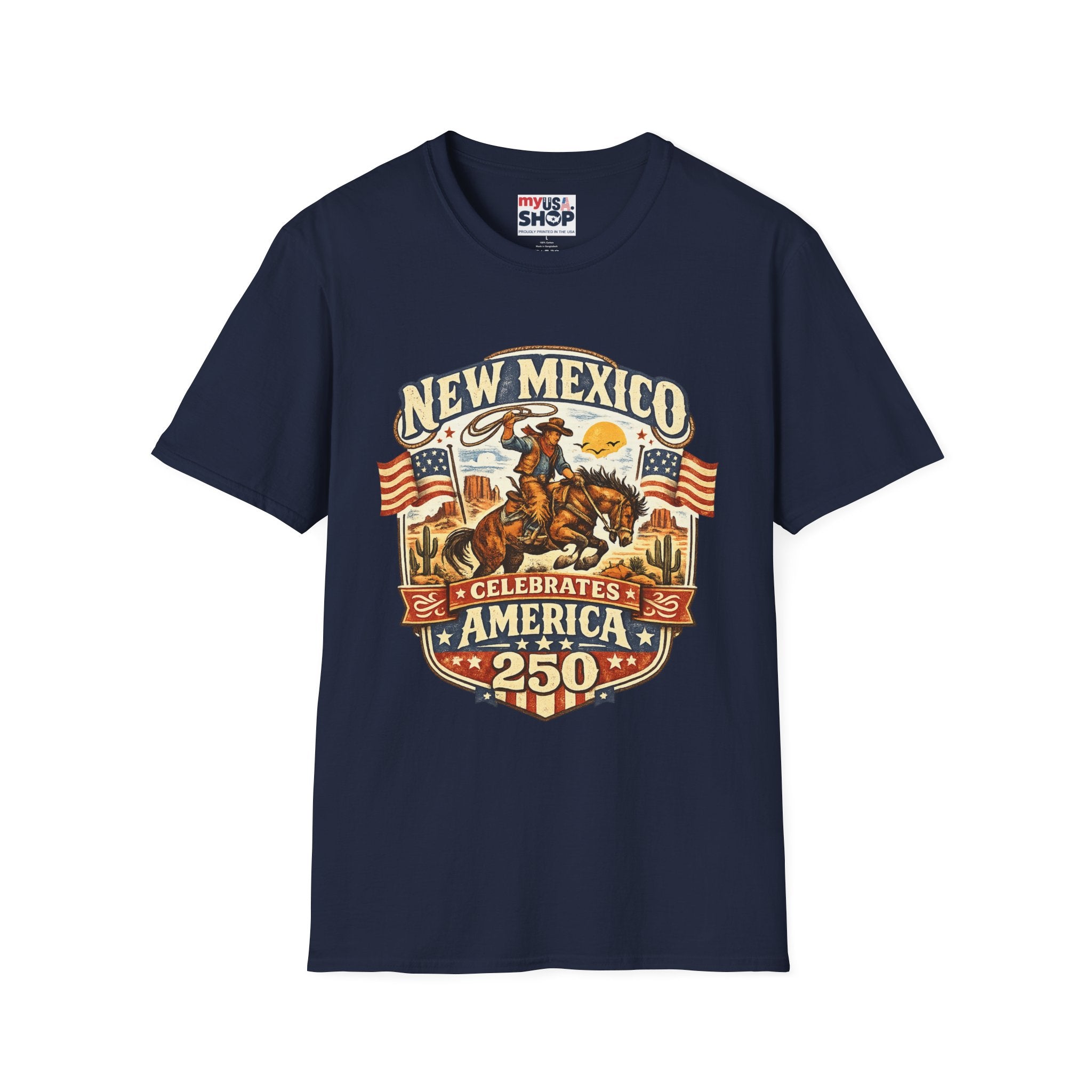 America 250 New Mexico Cowboy Rodeo T-Shirt — Vintage Western Tee
