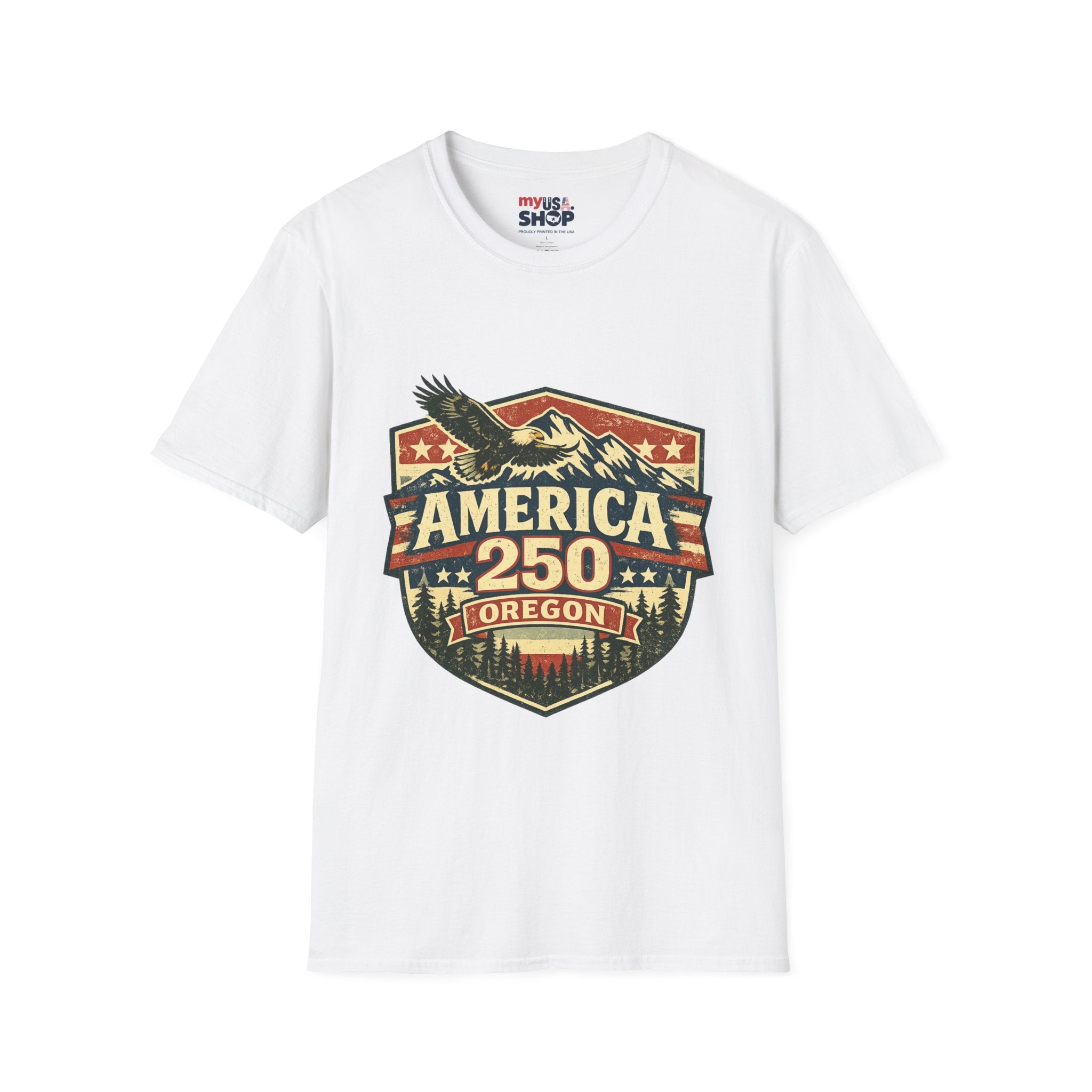 America 250 Shirt —Oregon  Mountain Eagle Wilderness Badge Tee