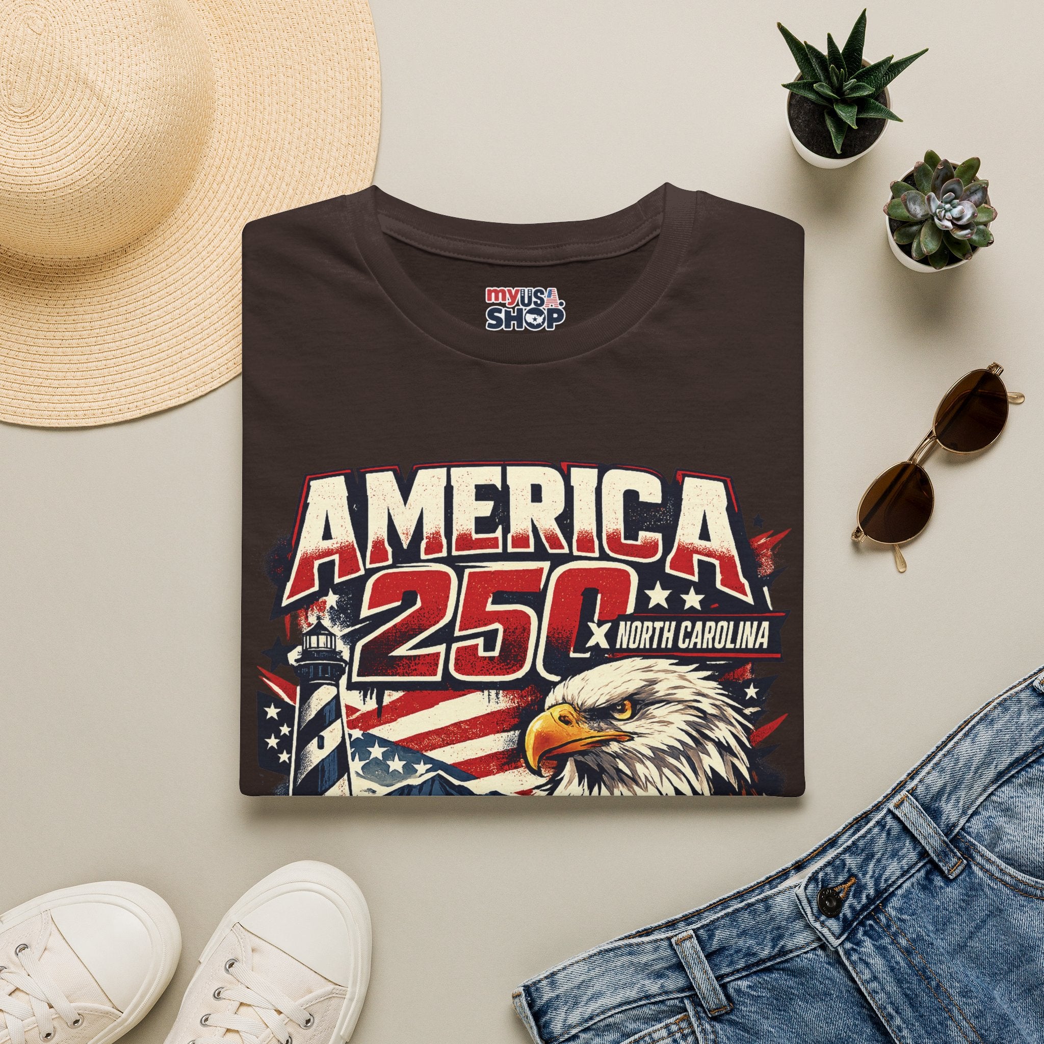 America 250 North Carolina Eagle T-Shirt – Patriotic July 4th Graphic Tee