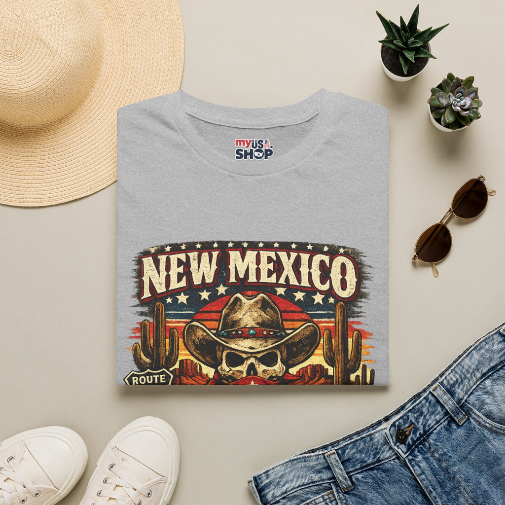 America 250 x New Mexico Skull Cowboy — Vintage Route 66 Desert