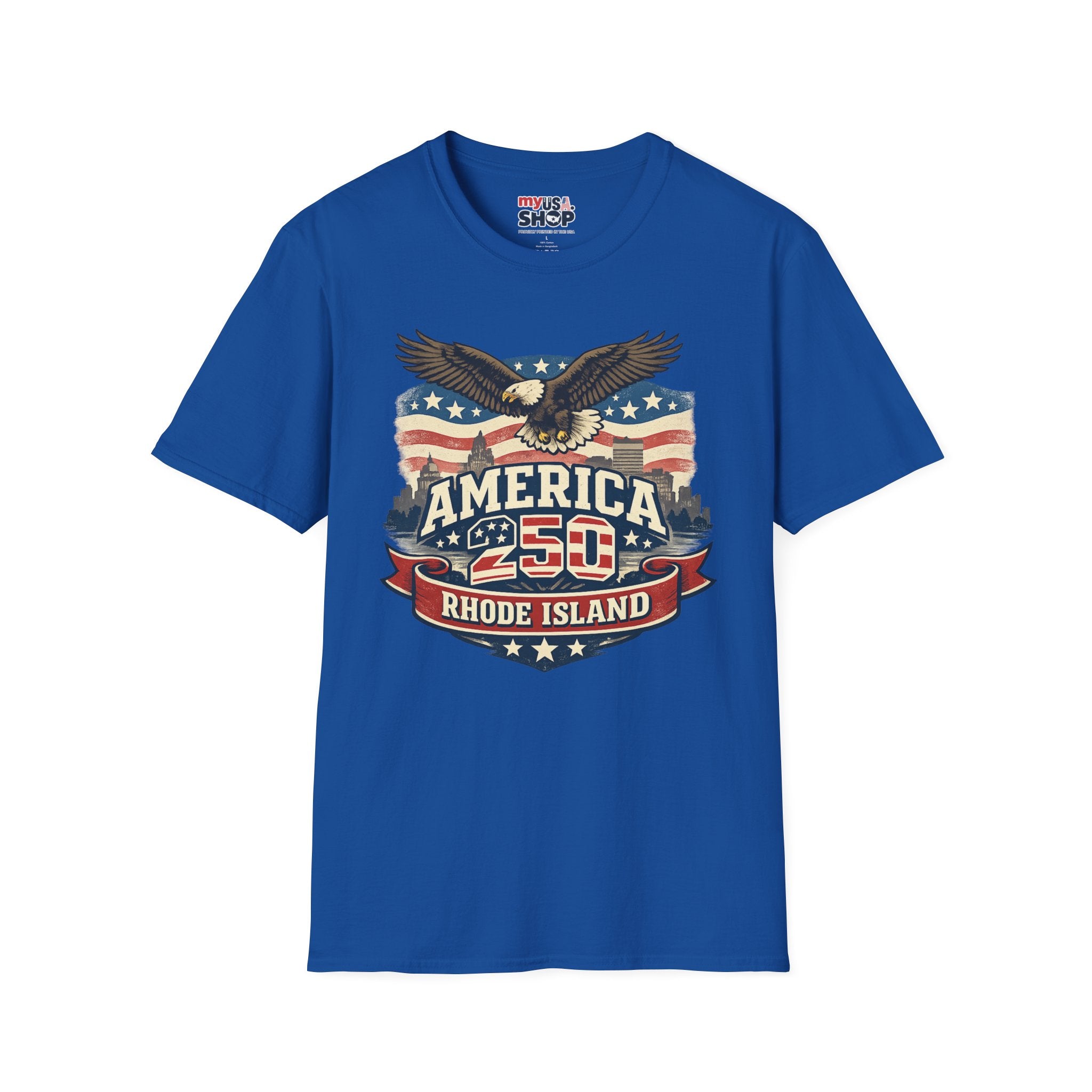 America 250 Rhode Island Eagle Shirt — Patriotic Skyline Graphic Tee