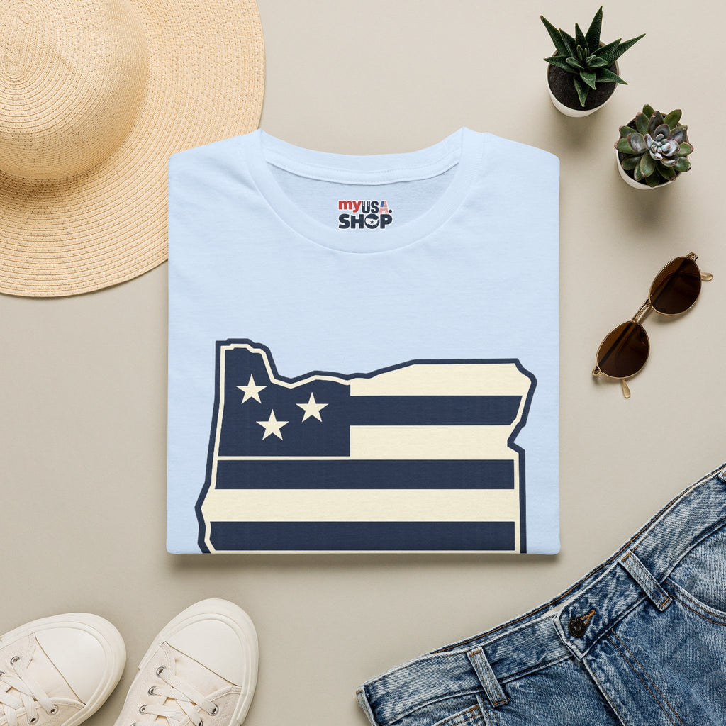 America 250 Oregon Shirt — Minimal Oregon State Flag Graphic Tee