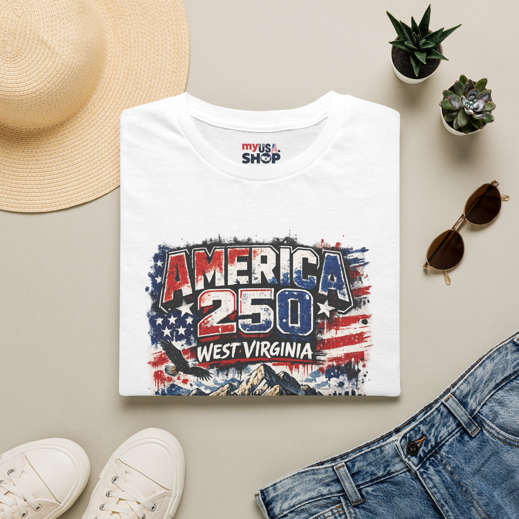 America 250 West Virginia Vintage Flag Commemorative Tee