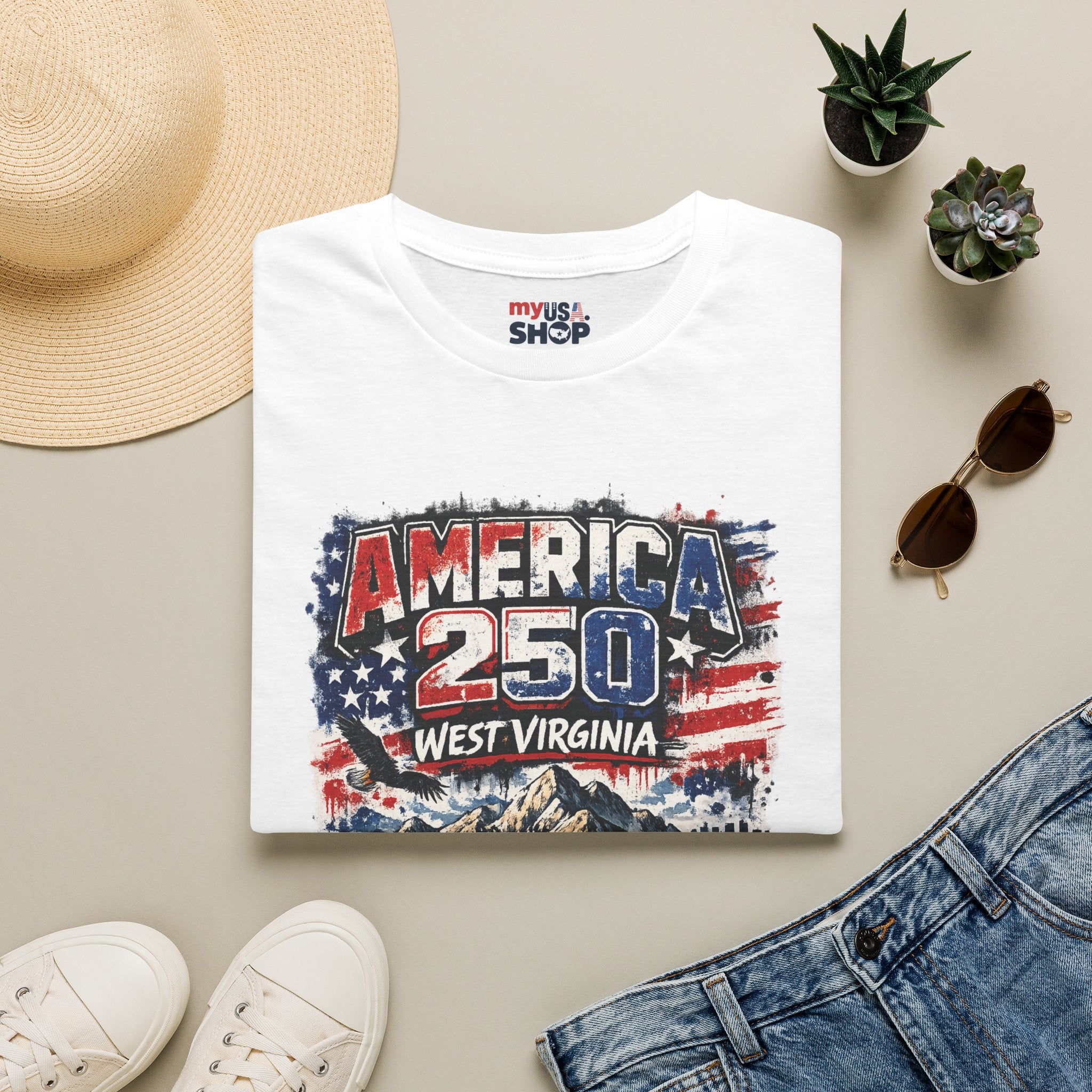 America 250 West Virginia Vintage Flag Commemorative Tee