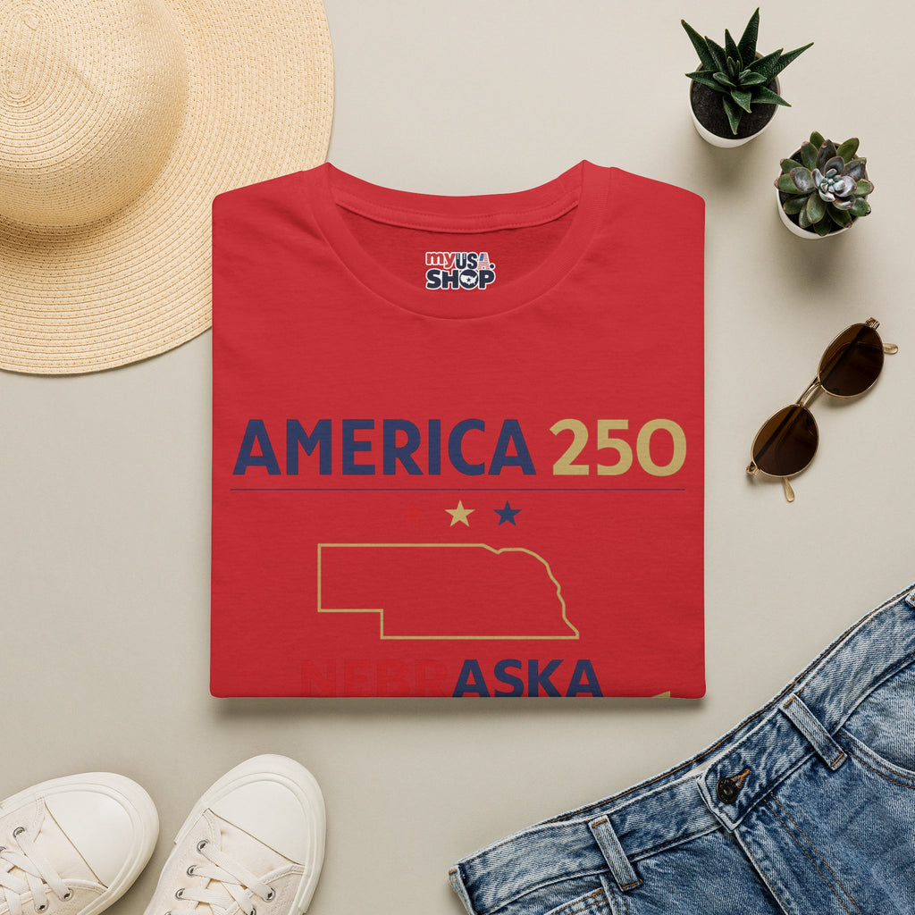America 250 Nebraska T-Shirt — Patriotic State Pride Tee
