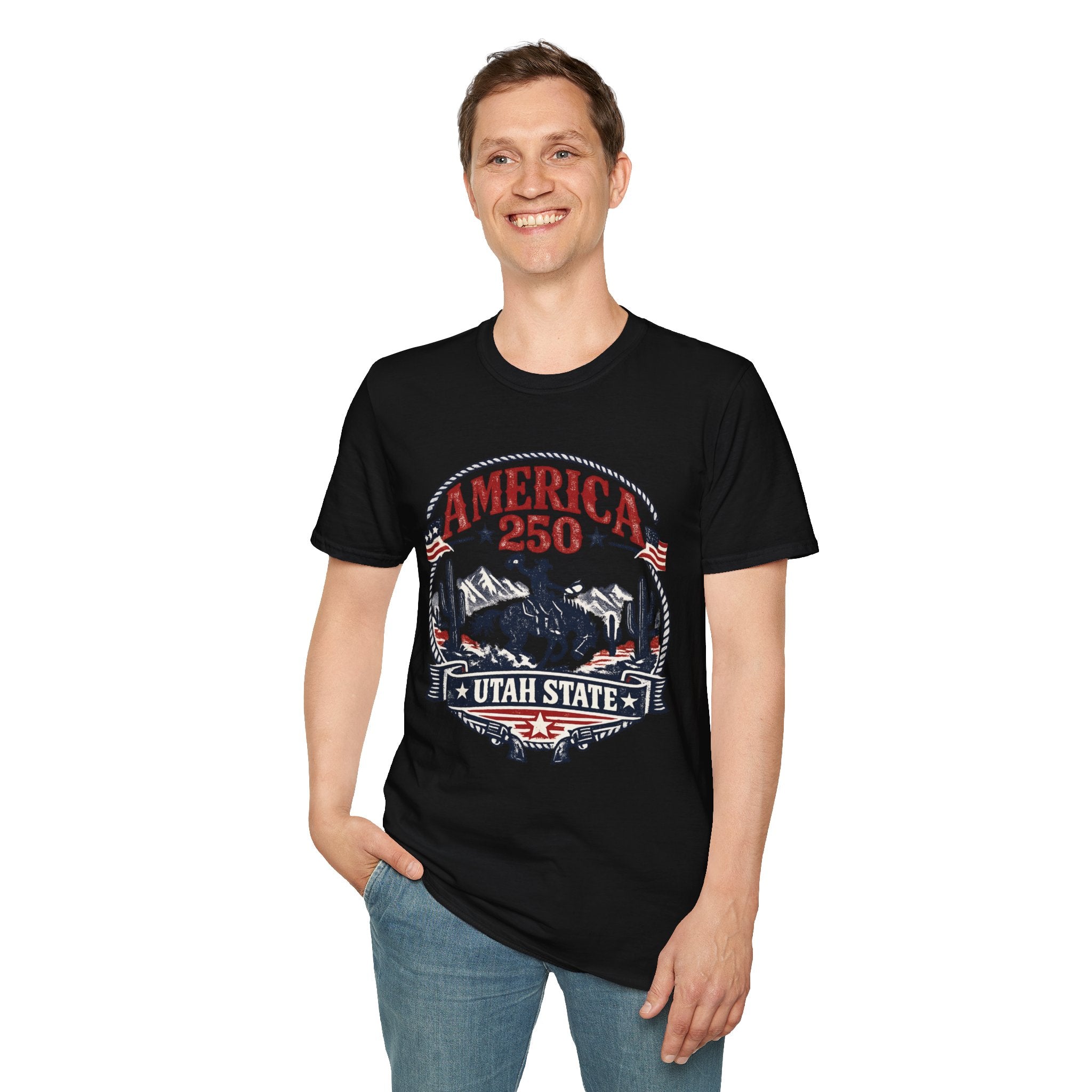 America 250 Utah State Shirt — Retro Rodeo Freedom Graphic Tee