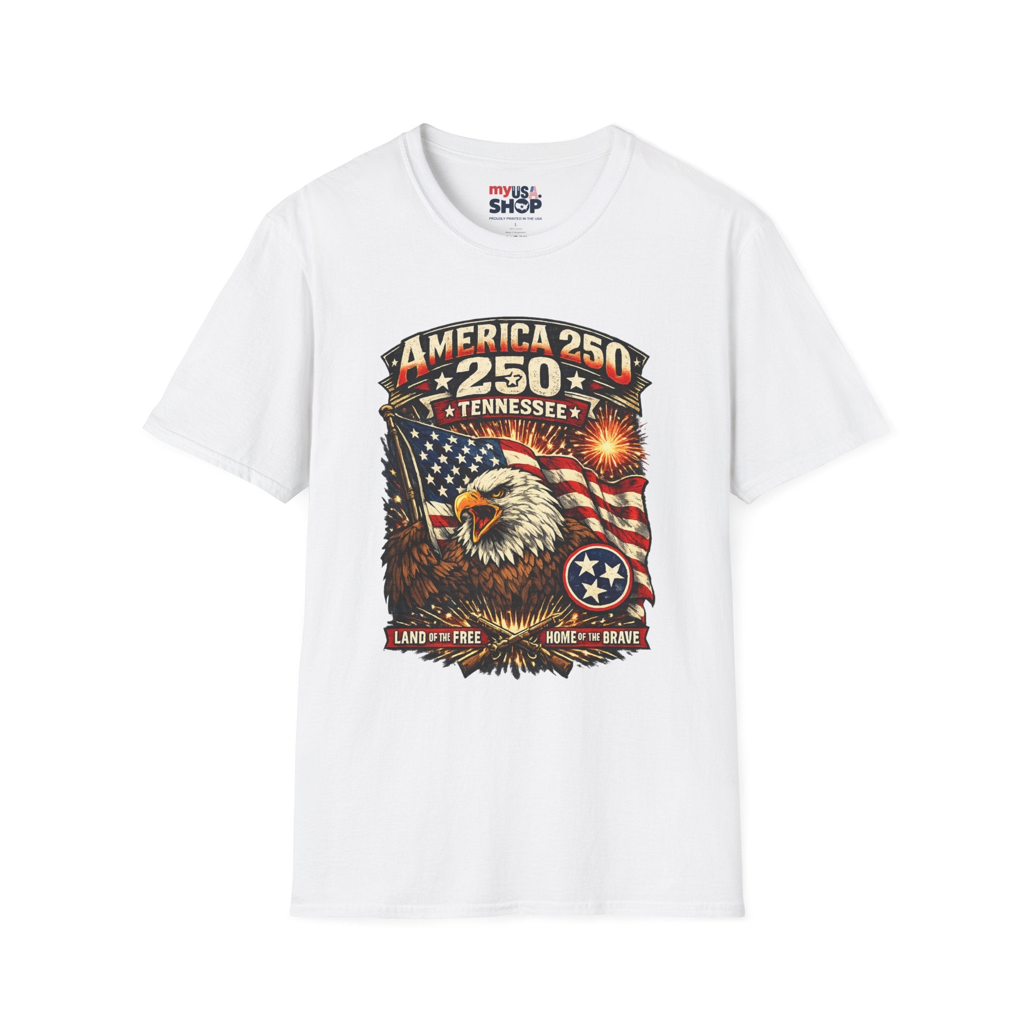America 250 Tennessee Shirt — Land of the Free Patriotic Eagle Tee