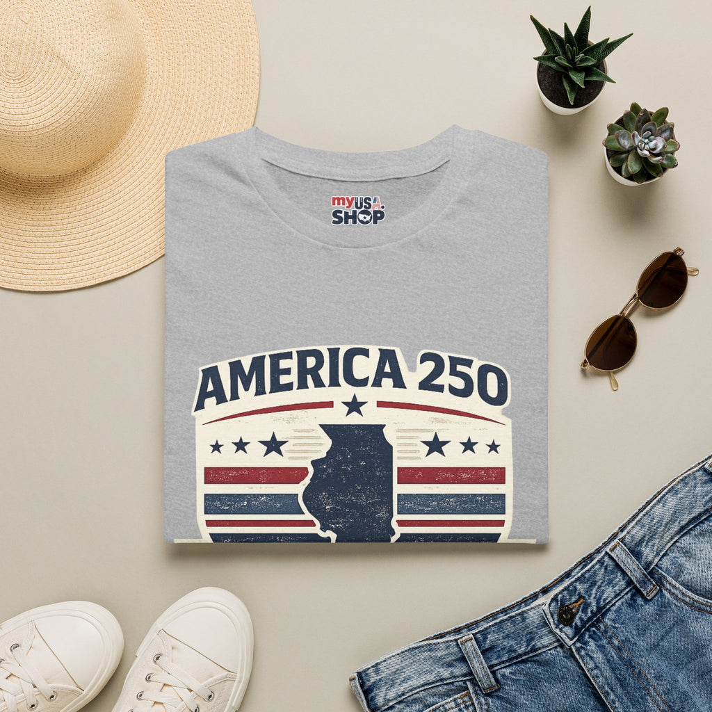 America 250 Illinois T-Shirt — 1776–2026 Bicentennial USA State Pride Tee