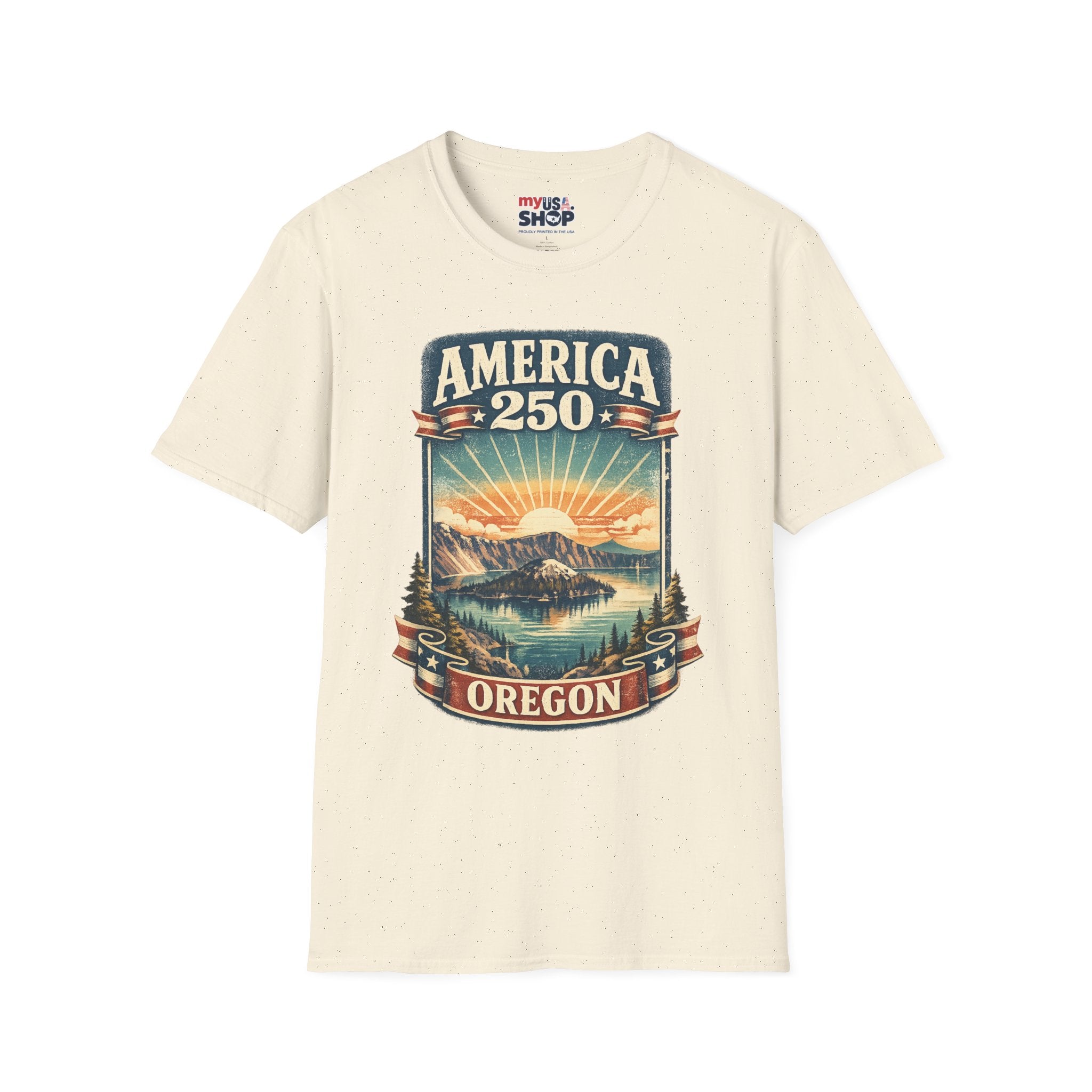 Oregon America 250 Shirt — Crater Lake Sunset Vintage Tee