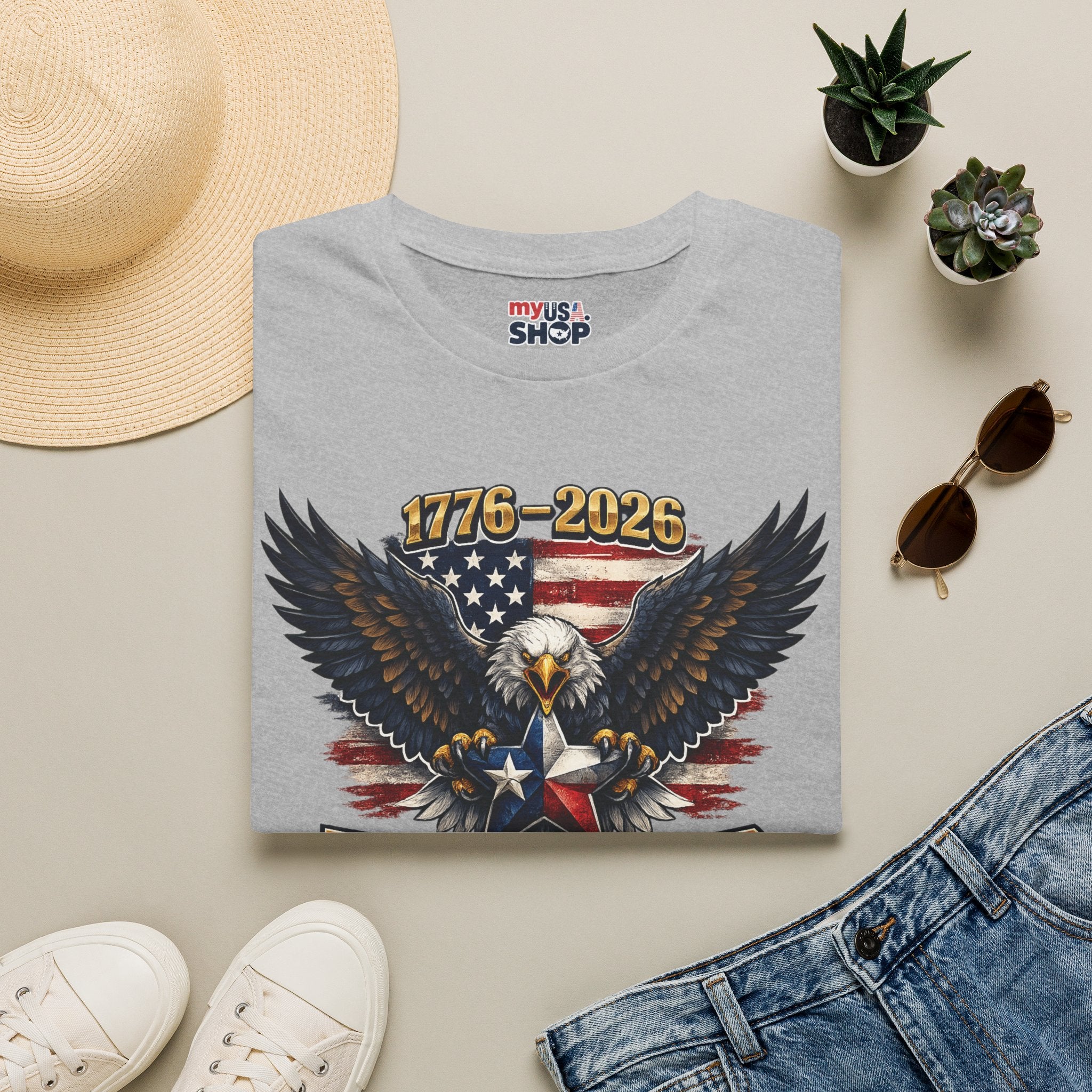 America 250 Texas Shirt — Texas Strong Patriotic Eagle Graphic Tee