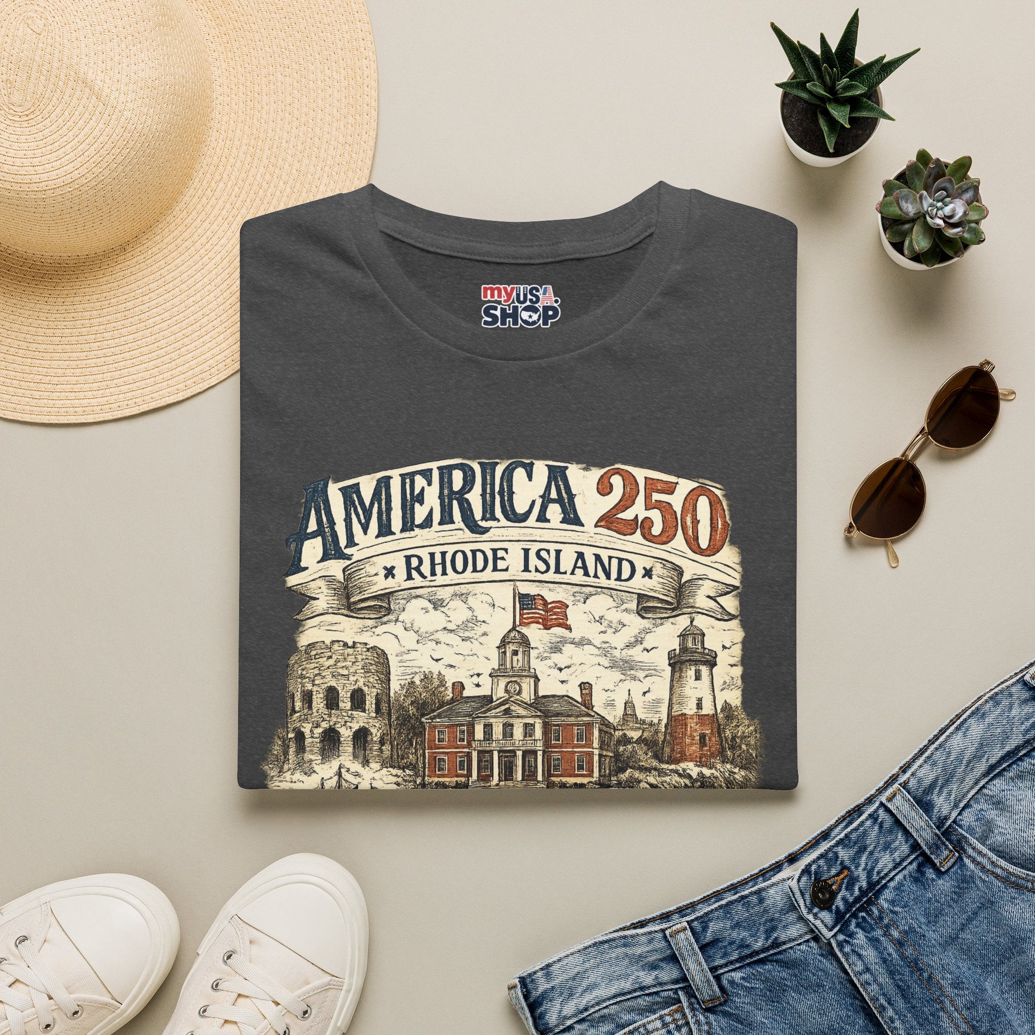 America 250 Rhode Island Shirt — Birthplace of Liberty Heritage Tee
