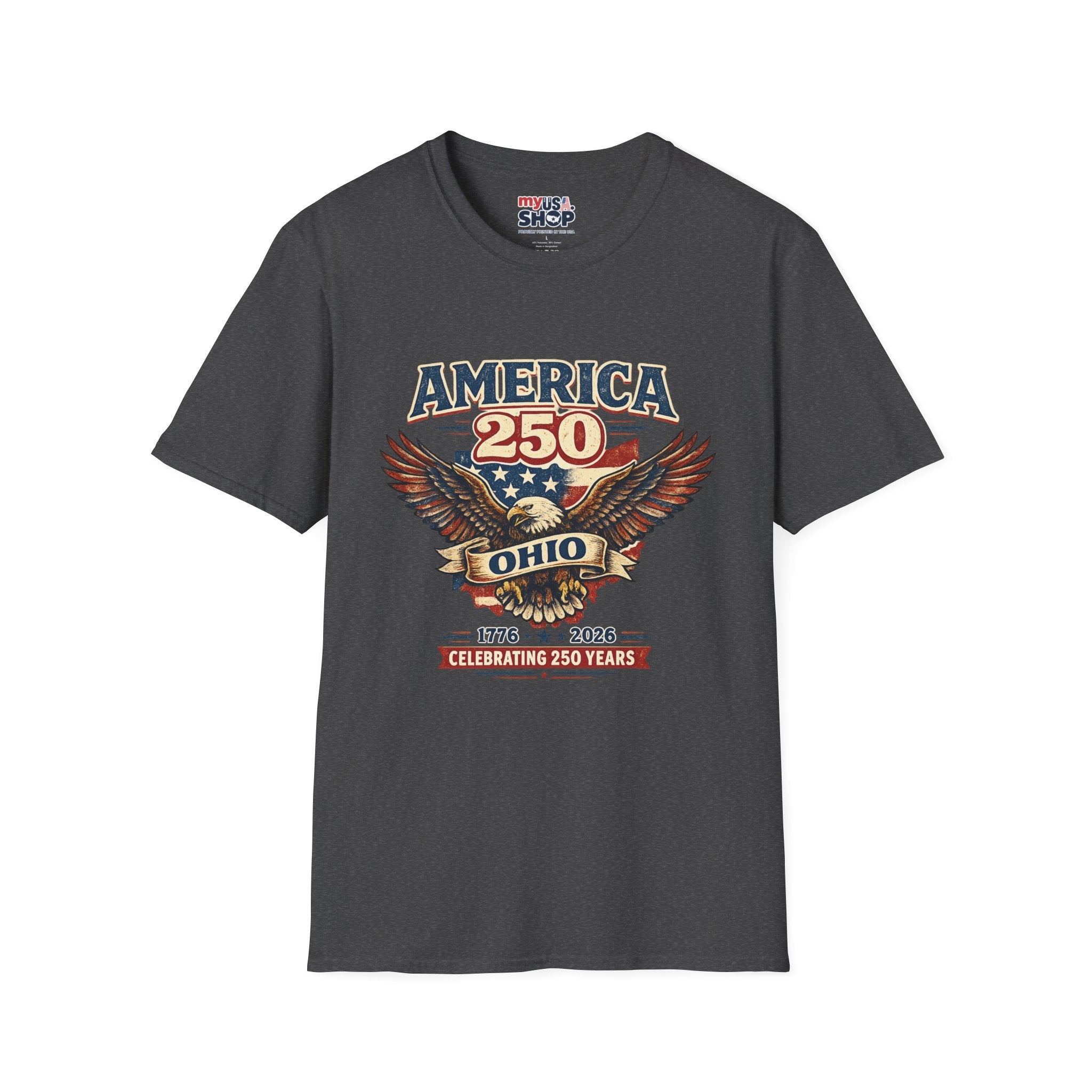 America 250 – Ohio Eagle Ribbon 1776–2026 Vintage Tee Desig