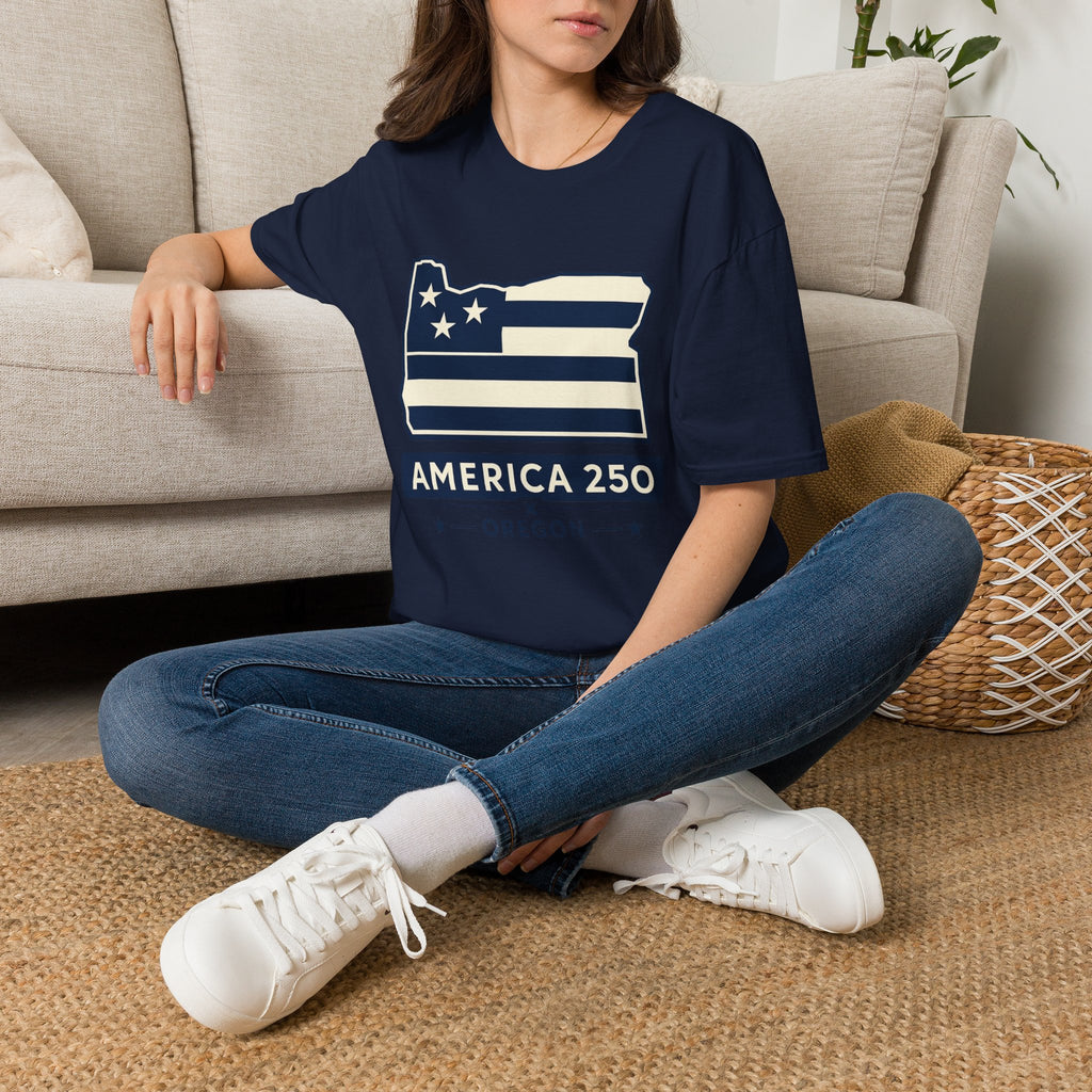 America 250 Oregon Shirt — Minimal Oregon State Flag Graphic Tee