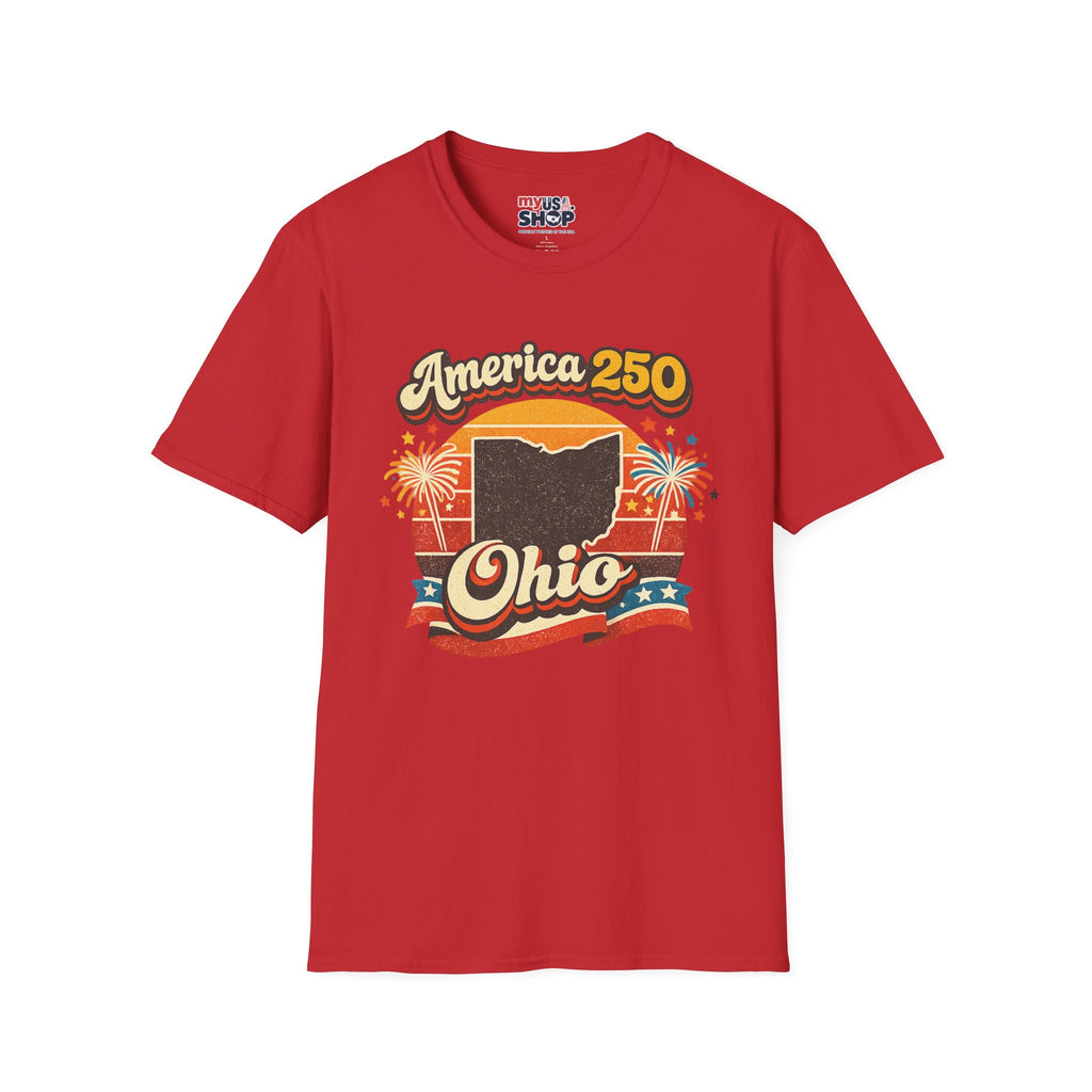 America 250 Ohio T‑Shirt — Retro Fireworks Bicentennial Celebration Tee