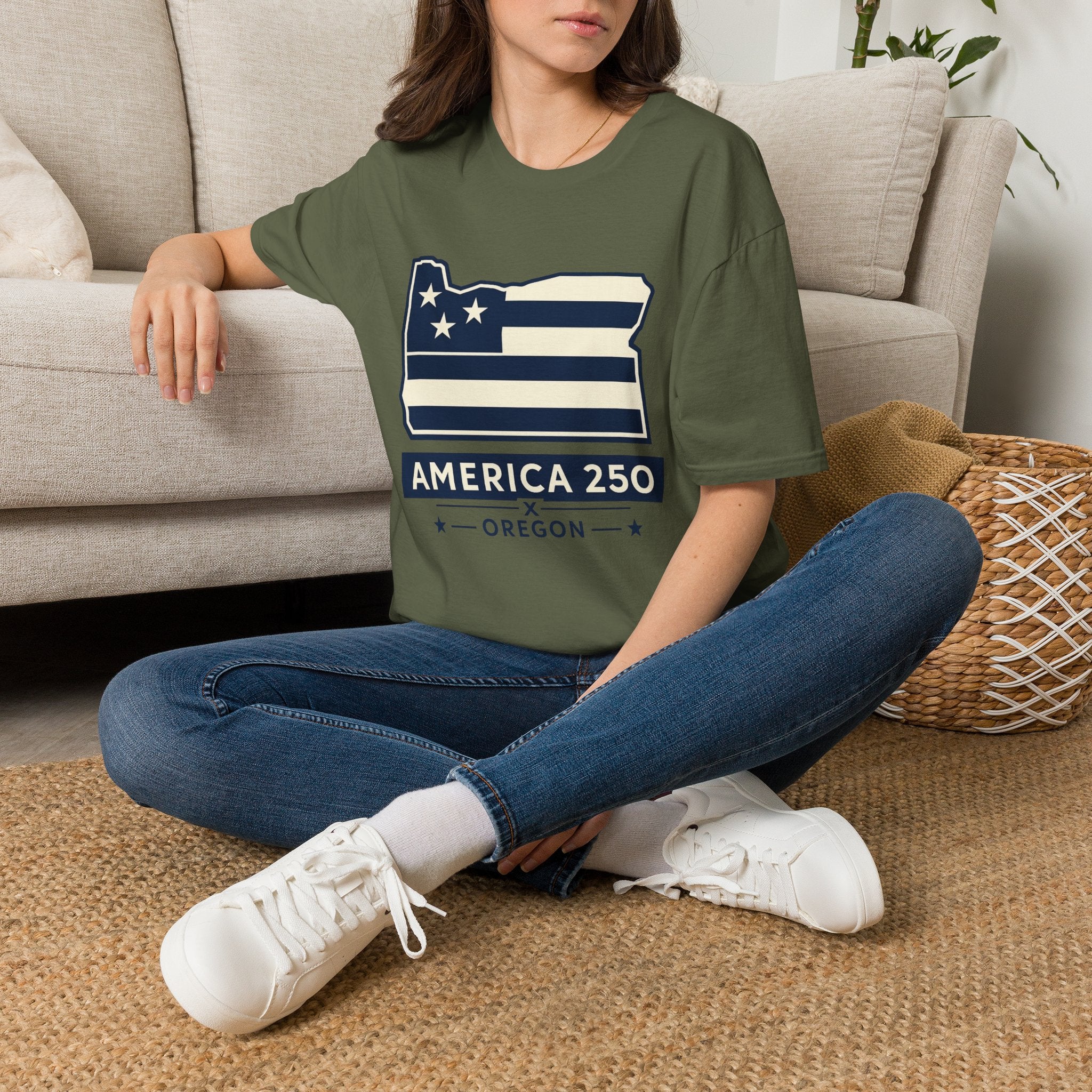 America 250 Oregon Shirt — Minimal Oregon State Flag Graphic Tee