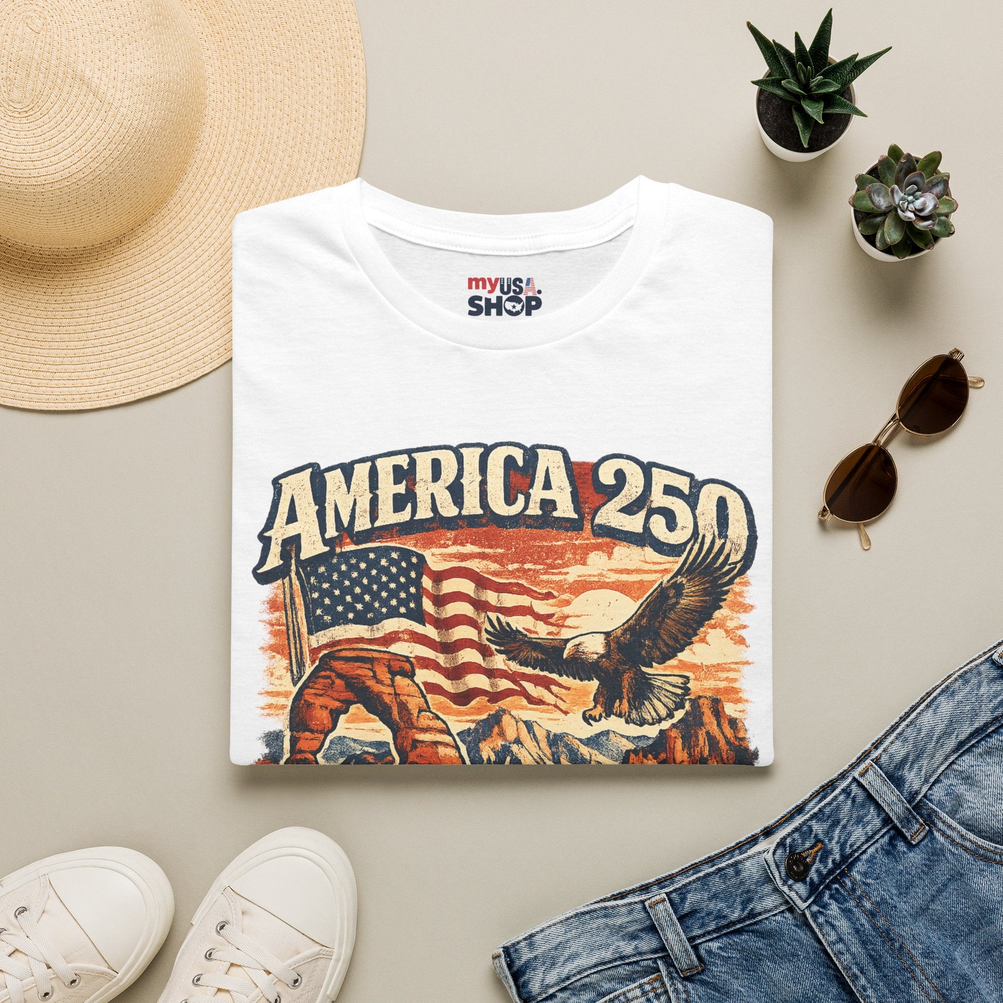 America 250 Utah Shirt — Patriotic Desert Eagle Graphic Tee