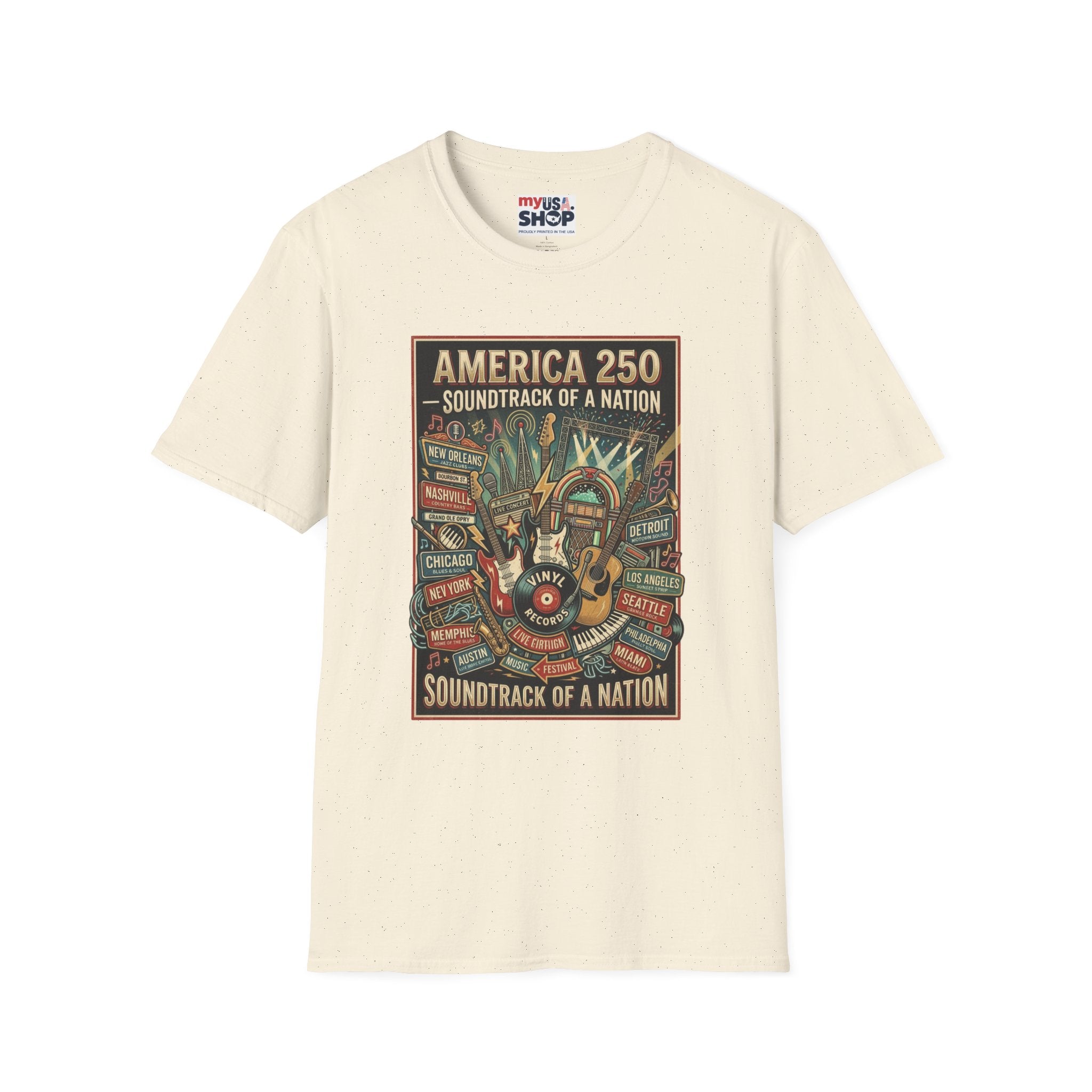 America 250 "Soundtrack of a Nation" T-Shirt — Patriotic Music Festival Tee Pop Culture