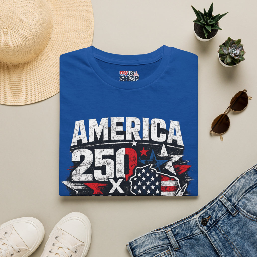 America 250 Wisconsin T-Shirt — USA 1776 Celebration Tee