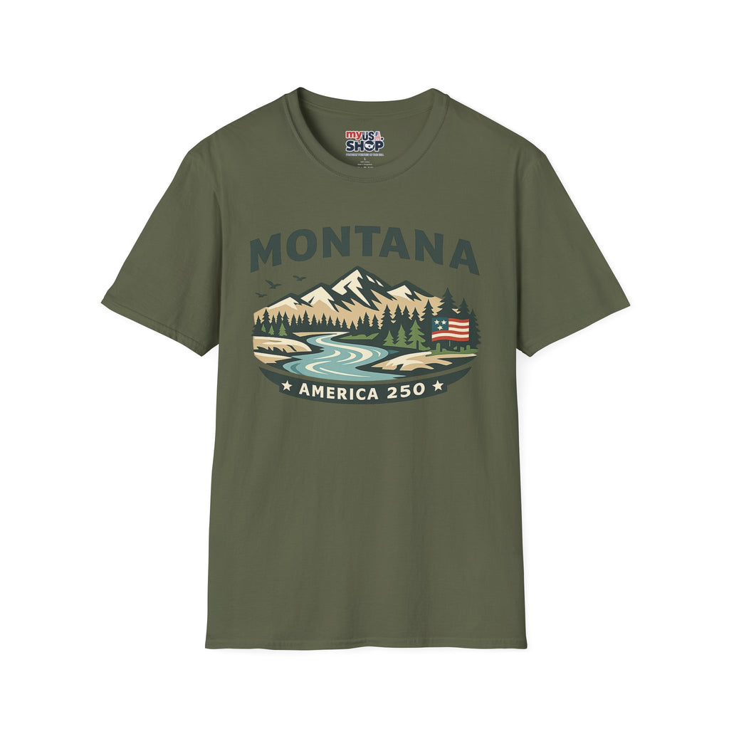 America 250 x Montana Mountain Scenic T-Shirt — Retro Nature Design