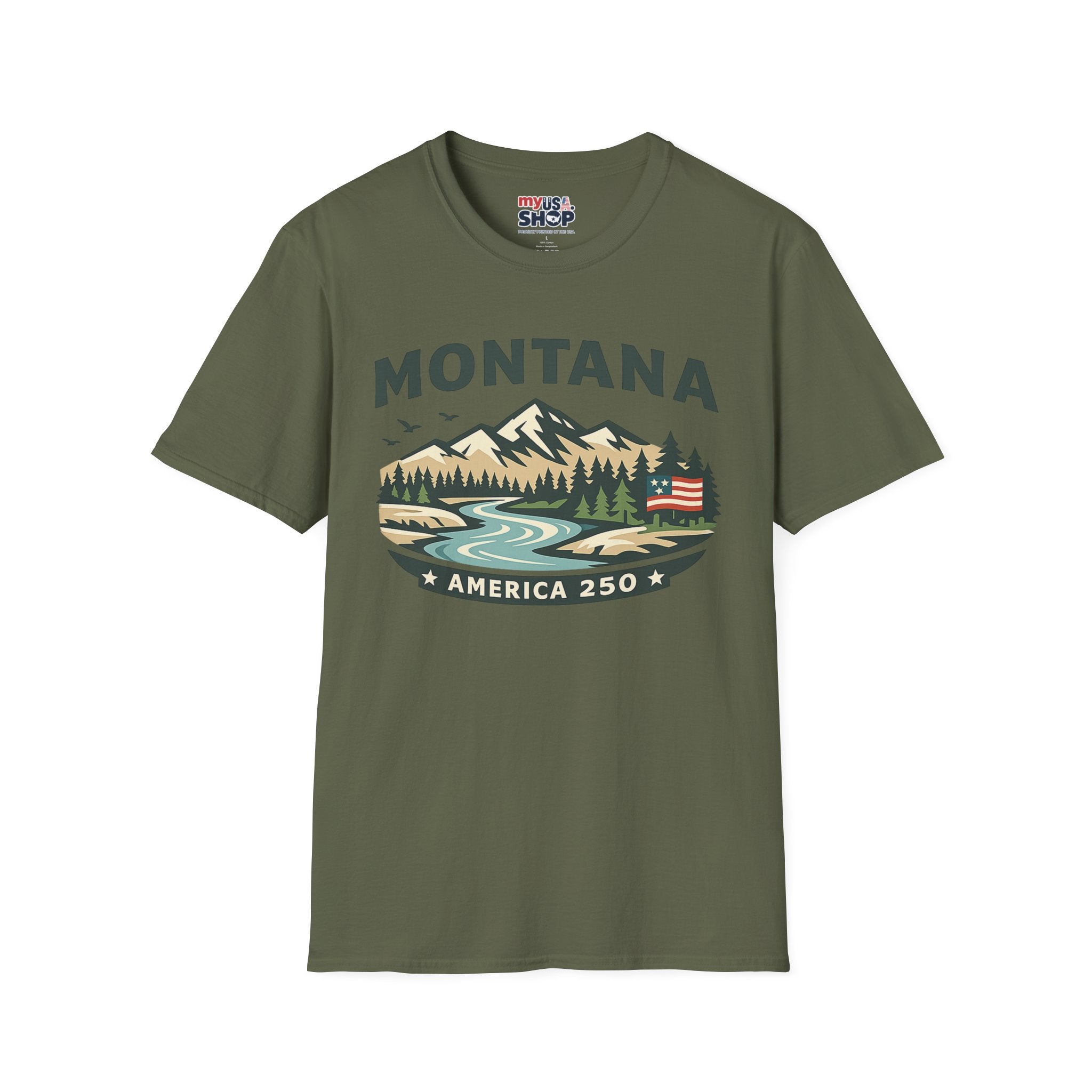 America 250 x Montana Mountain Scenic T-Shirt — Retro Nature Design