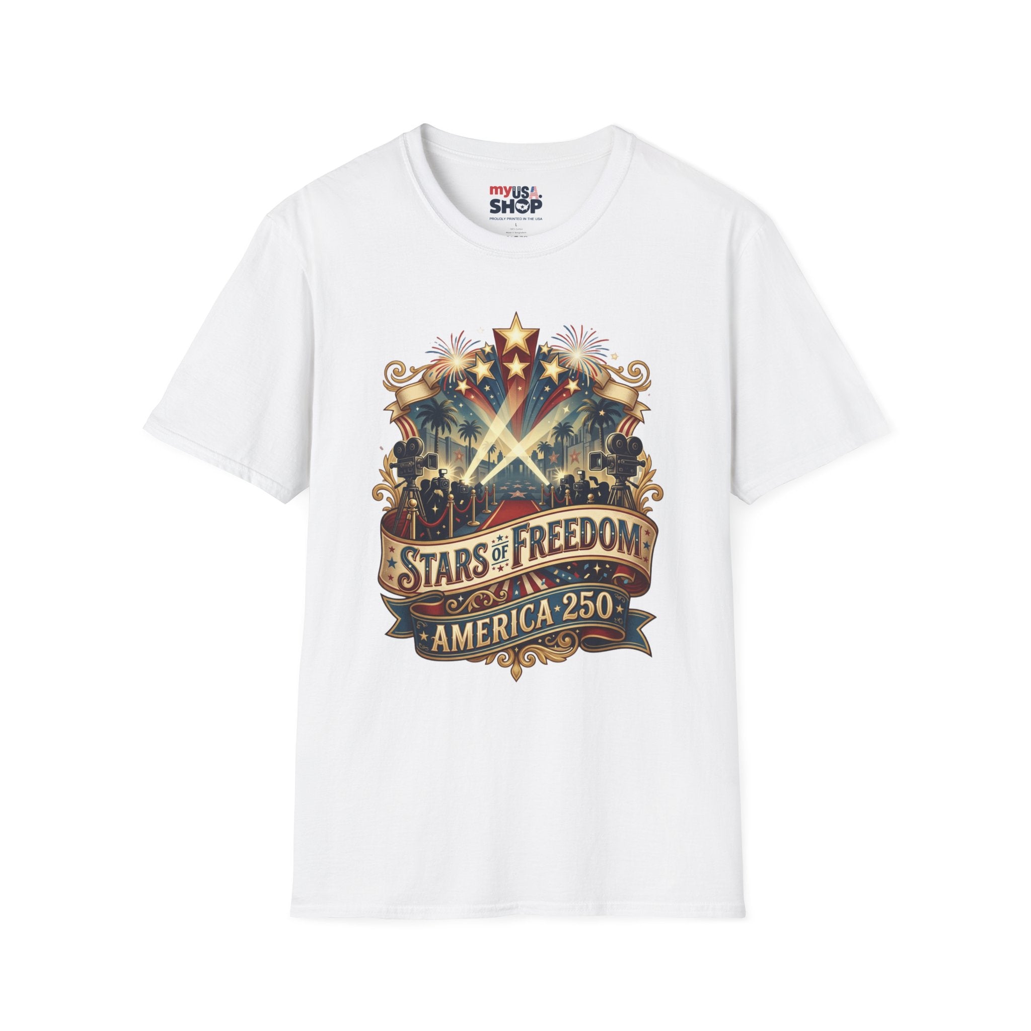 Stars of Freedom T‑Shirt — America 250 Patriotic Celebration Tee Pop Culture