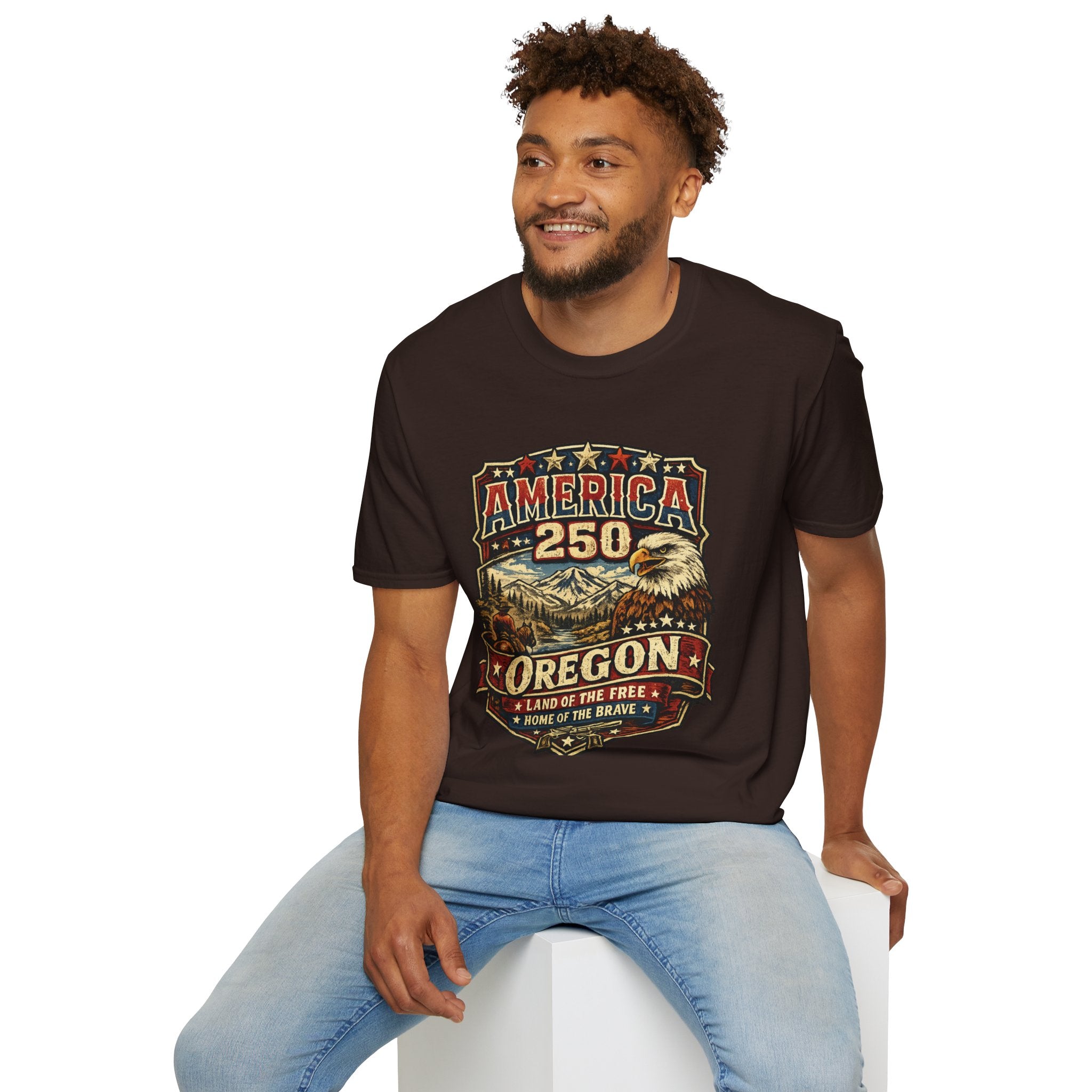 America 250 Oregon  Shirt — Heritage Eagle Americana Crest Tee