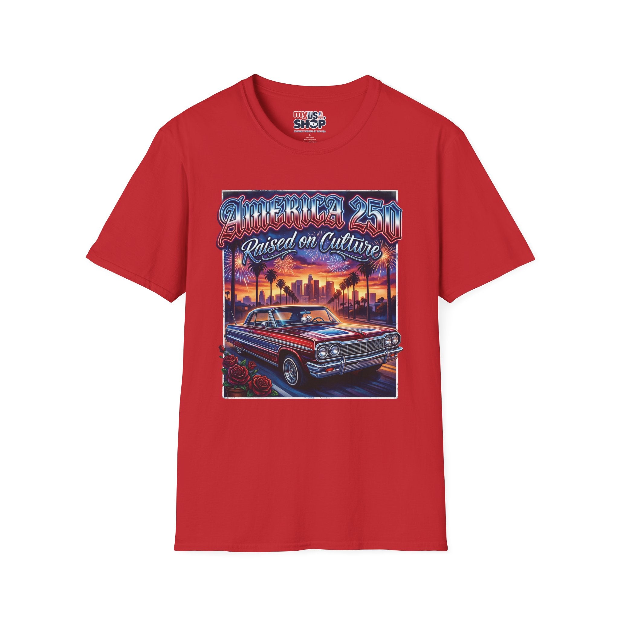 America 250 California "Raised on Culture" — Vintage Sunset Classic Car Patriotic