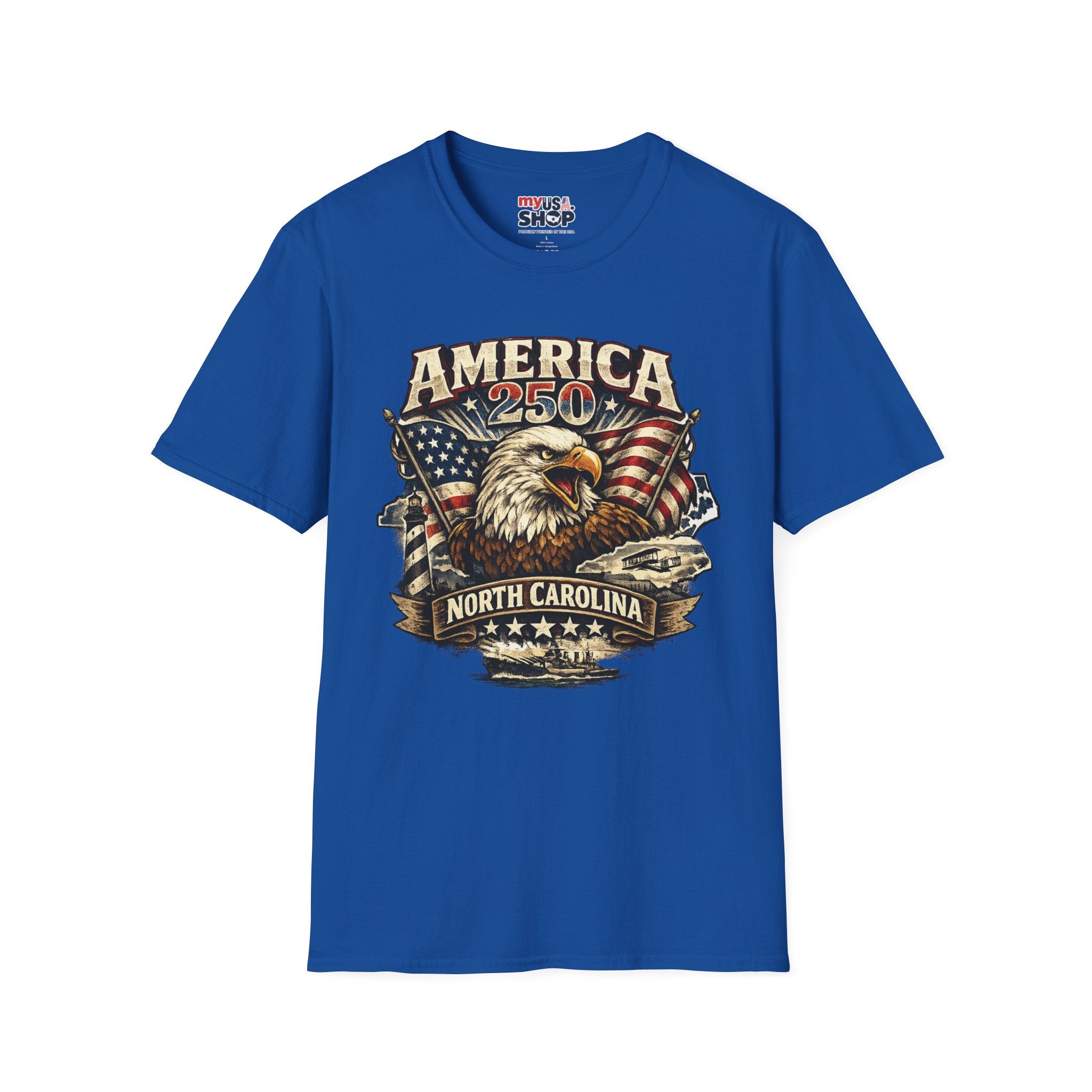 America 250 Eagle T-Shirt — Patriotic USA Flag Graphic (North Carolina)
