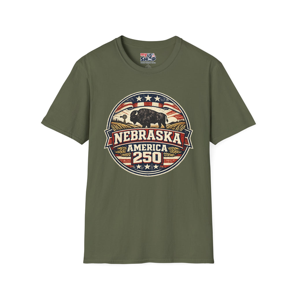Nebraska Buffalo Retro T-Shirt — America 250 Vintage State Pride Tee